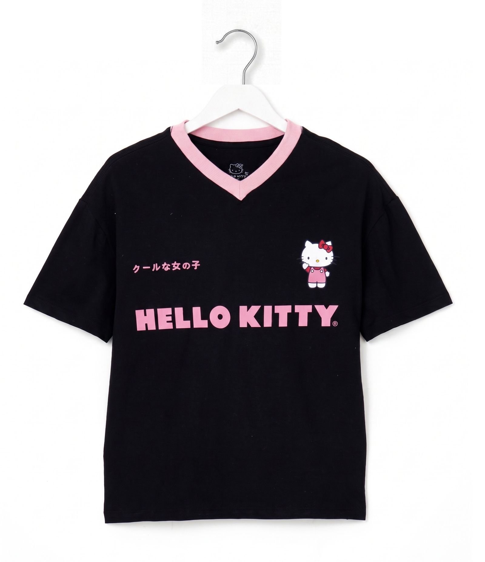 Camiseta Infantil em Algodão Hello Kitty Estampa Frente e Costas - Tam 5 a 16 Anos Preto 4