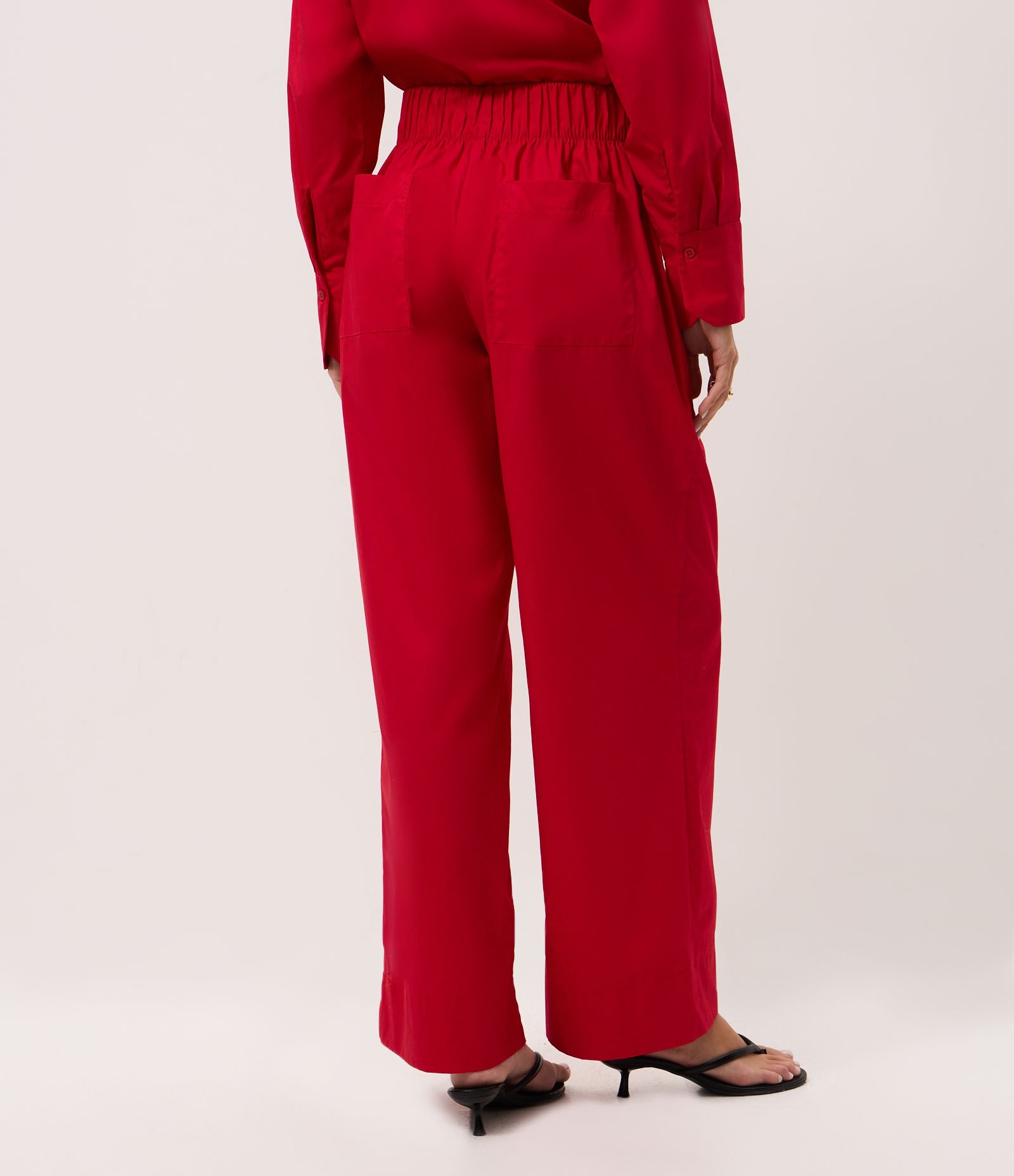 Calça Reta em Tricoline com Cós Alfaiatado Vermelho 5