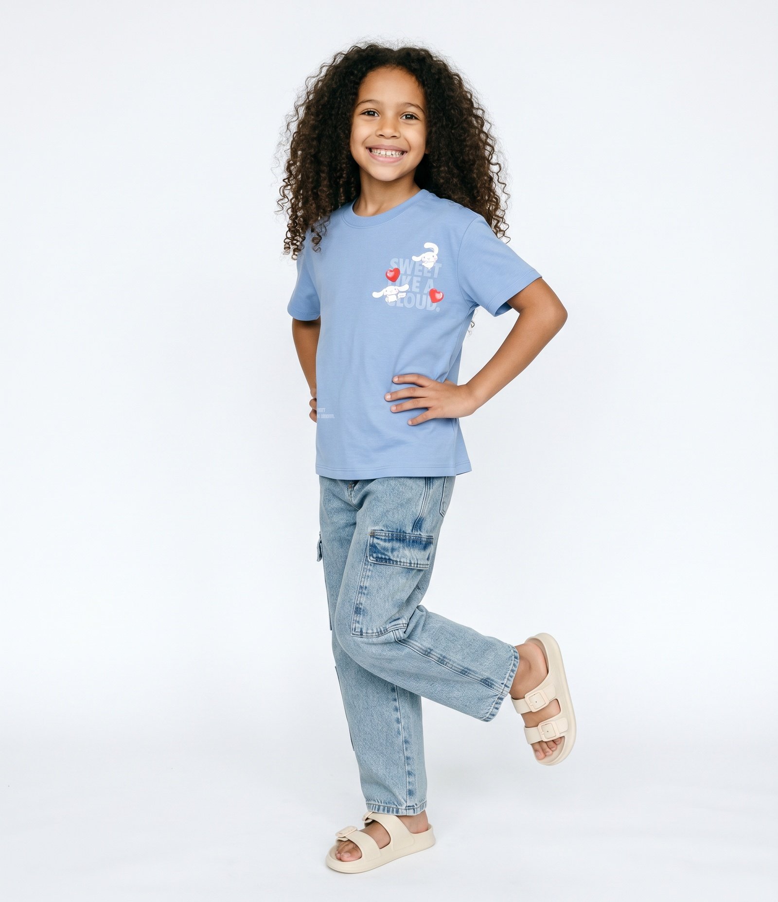 Camiseta Infantil Em Algodão Cinnamoroll Estampada Frente e Costas - Tam 5 a 16 Anos Azul 2