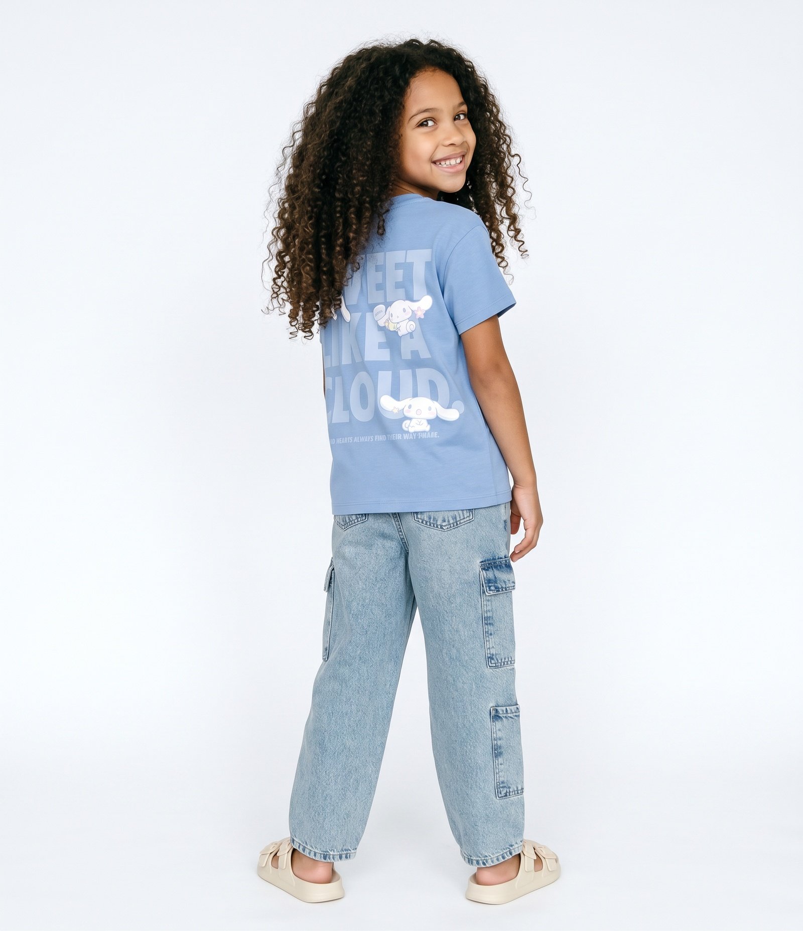 Camiseta Infantil Em Algodão Cinnamoroll Estampada Frente e Costas - Tam 5 a 16 Anos Azul 7
