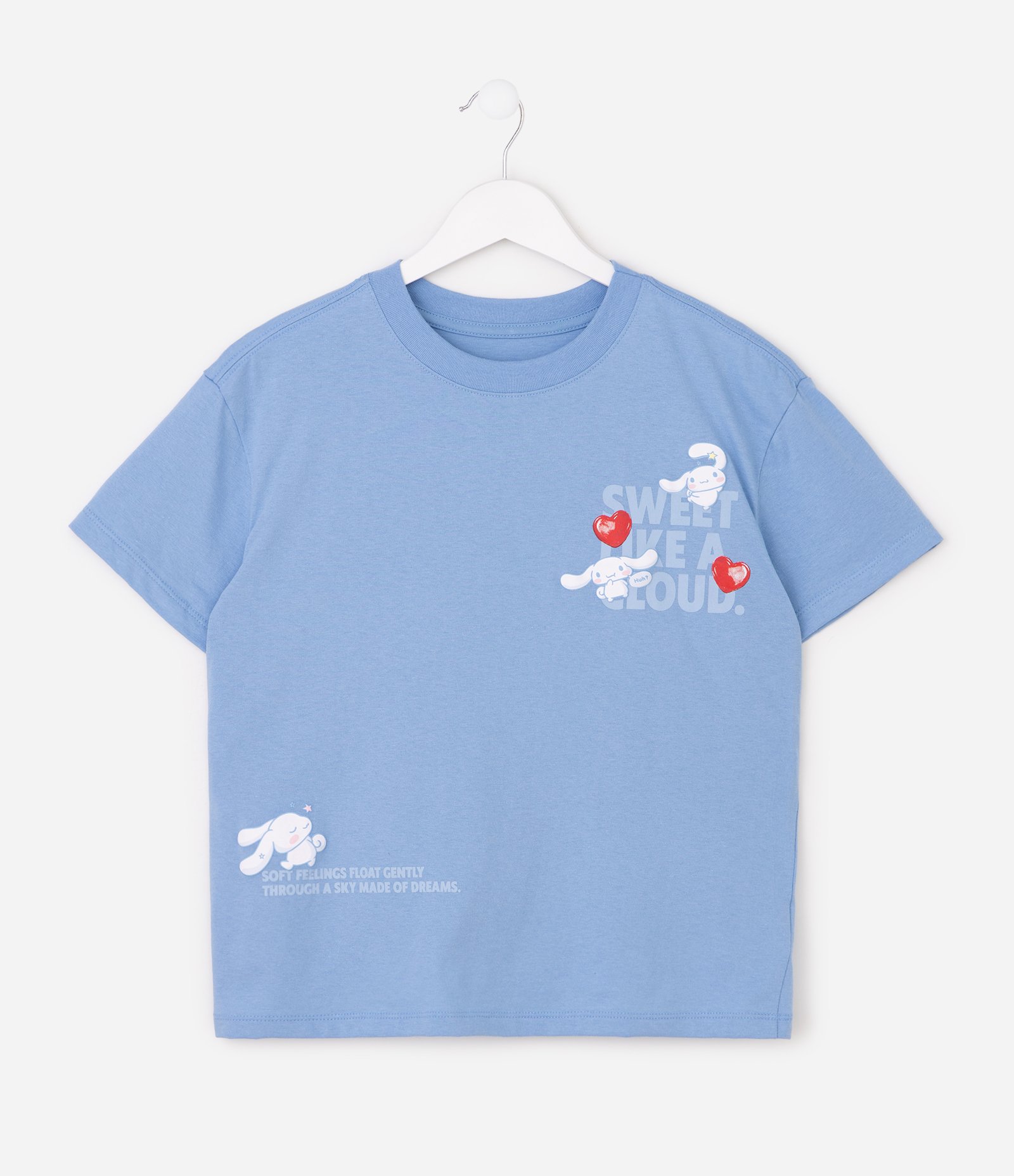 Camiseta Infantil Em Algodão Cinnamoroll Estampada Frente e Costas - Tam 5 a 16 Anos Azul 3