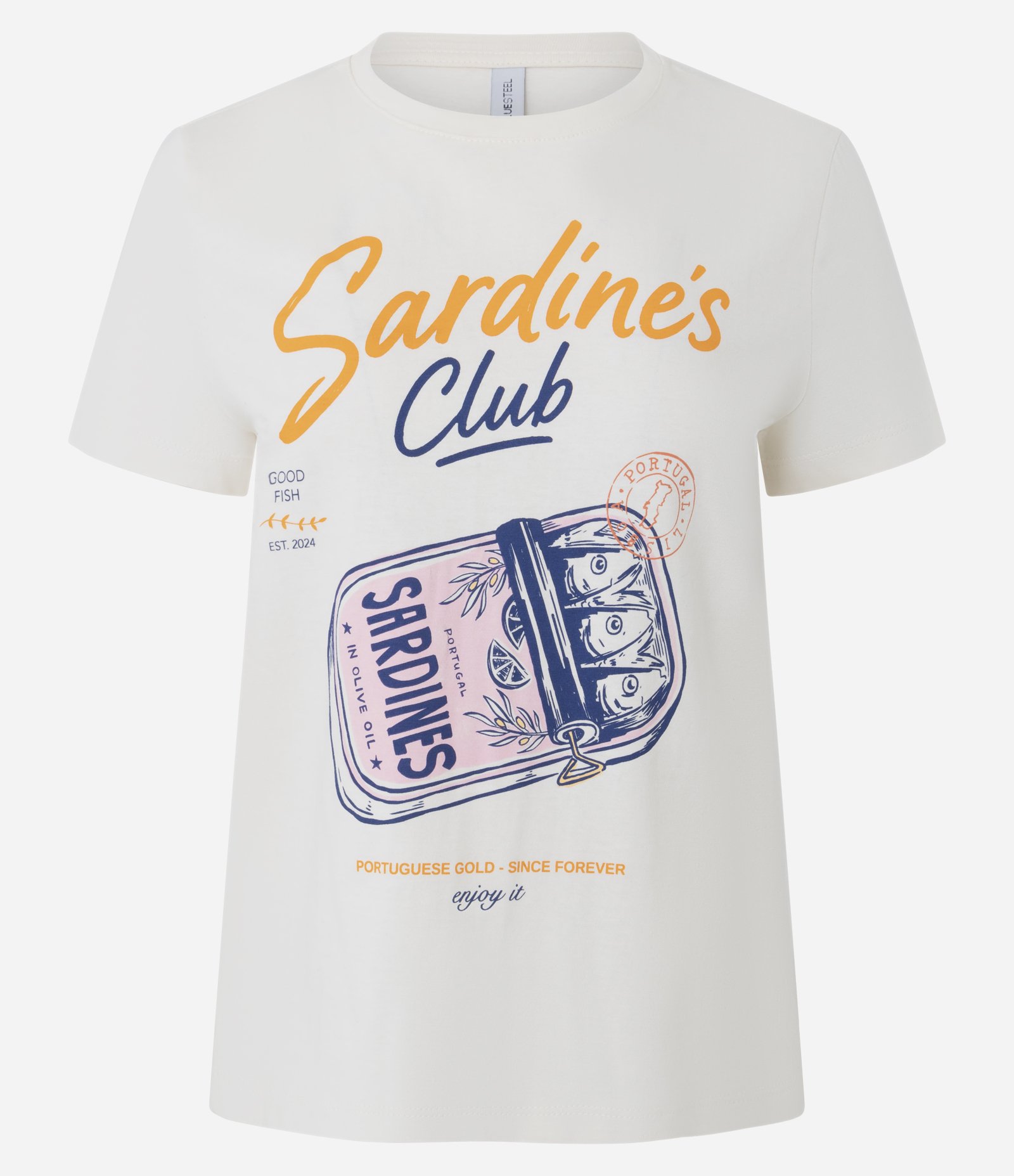 Camiseta em Algodão com Estampa Sardines Club Off White 5