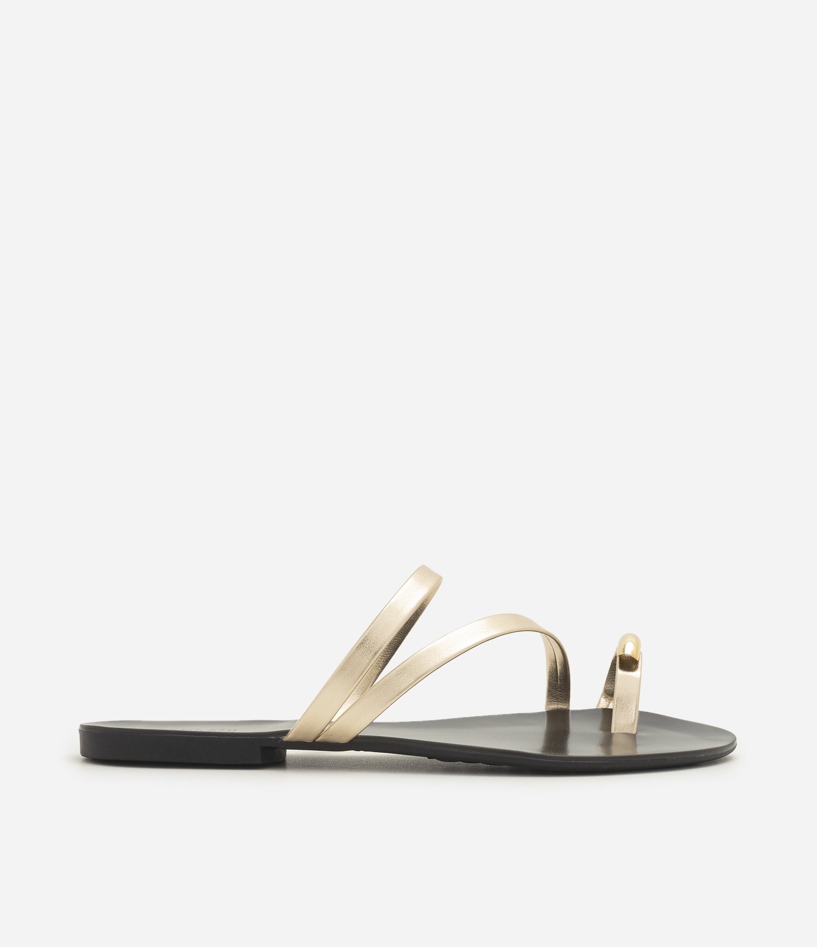 Rasteira Mule em PU com Dedeira Bold Dourado 3