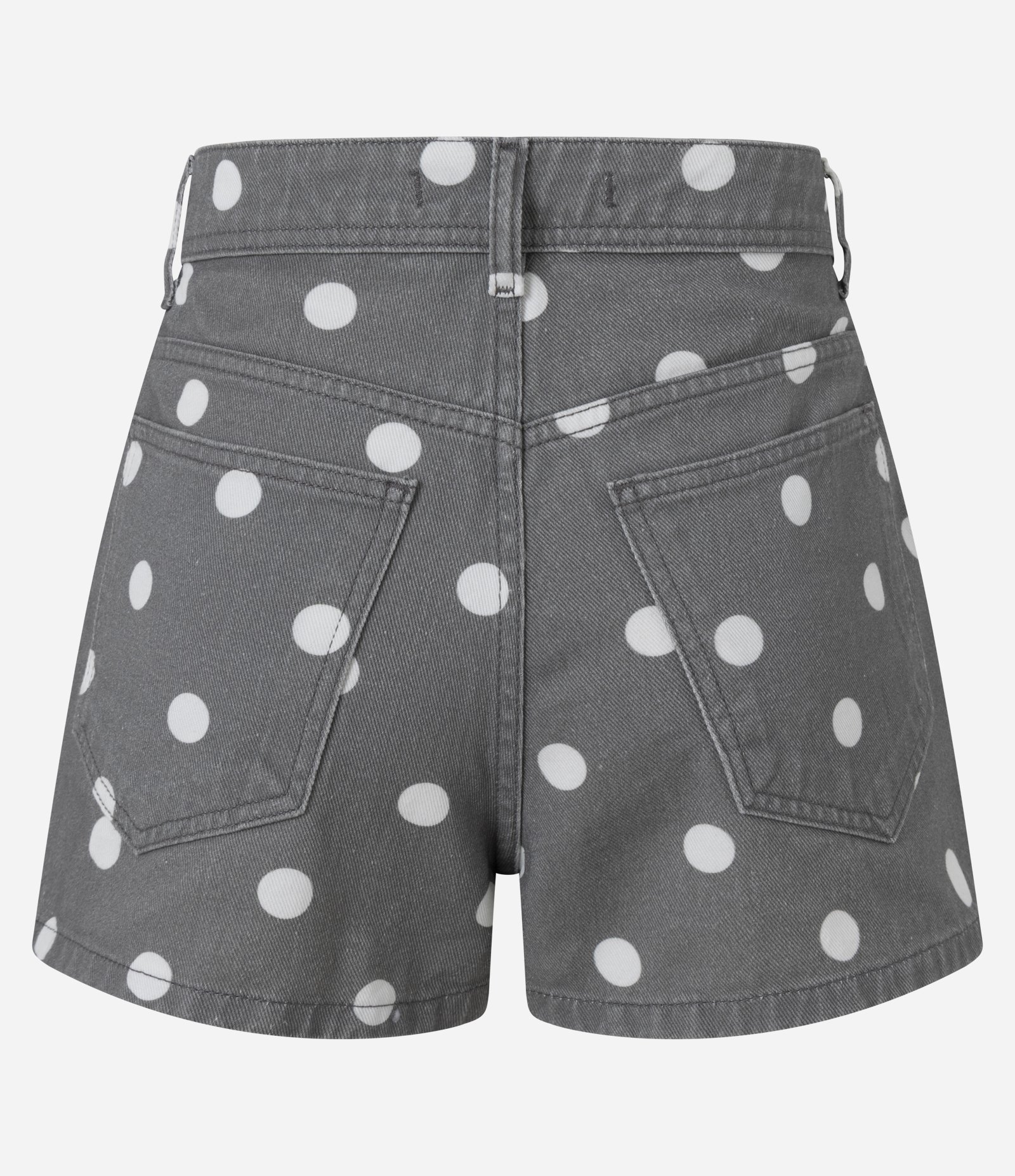 Short Saia em Sarja com Estampa Poá Cinza 2