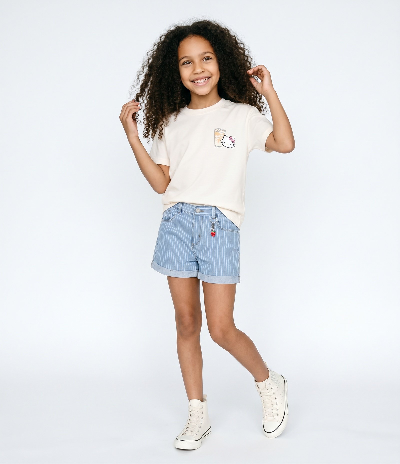 Camiseta Infantil Hello Kitty Estampa Matcha Club - Tam 5 a 16 Anos Off White 1
