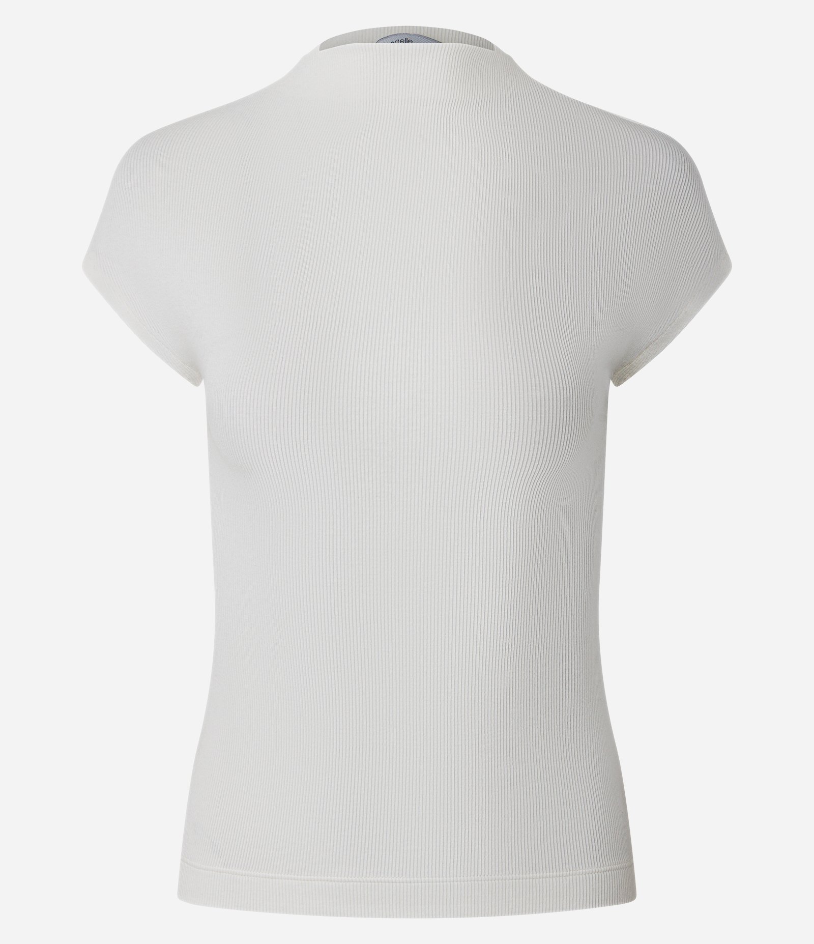 Blusa em Ribana com Gola Alta e Ombros Amplos Branco 1