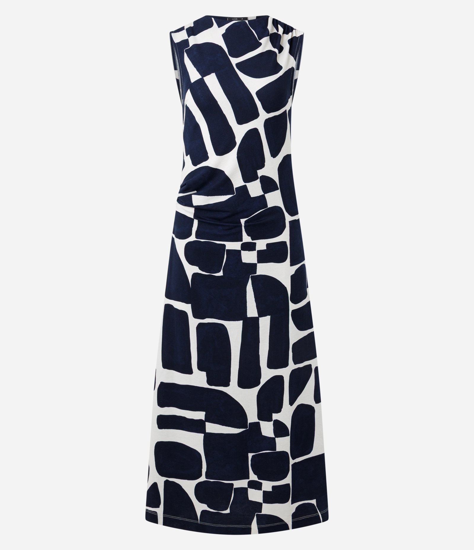 Vestido em Piquet com Estampa Abstrata Azul 1