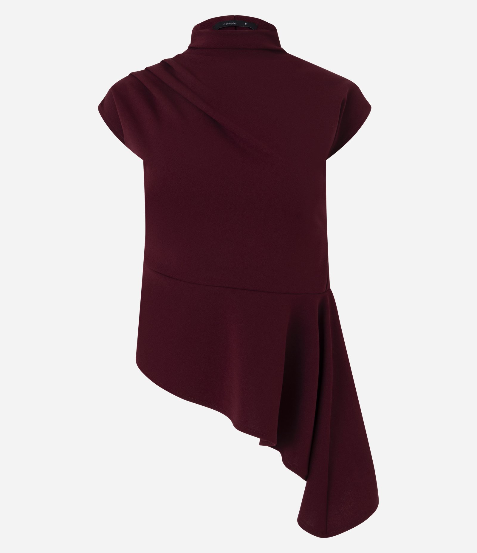 Blusa Assimétrica Estruturada com Gola Alta Vinho 6