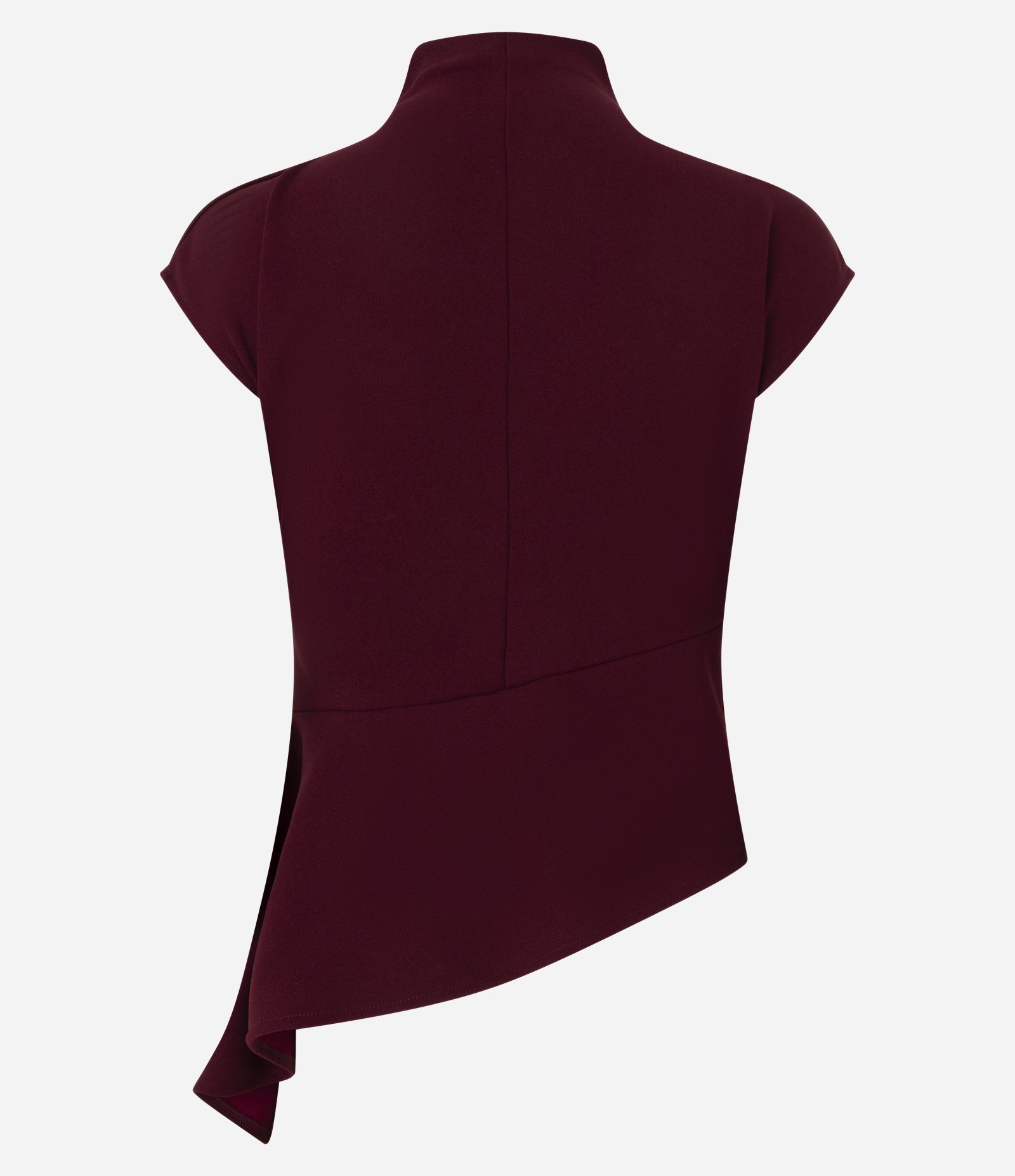 Blusa Assimétrica Estruturada com Gola Alta Vinho 7