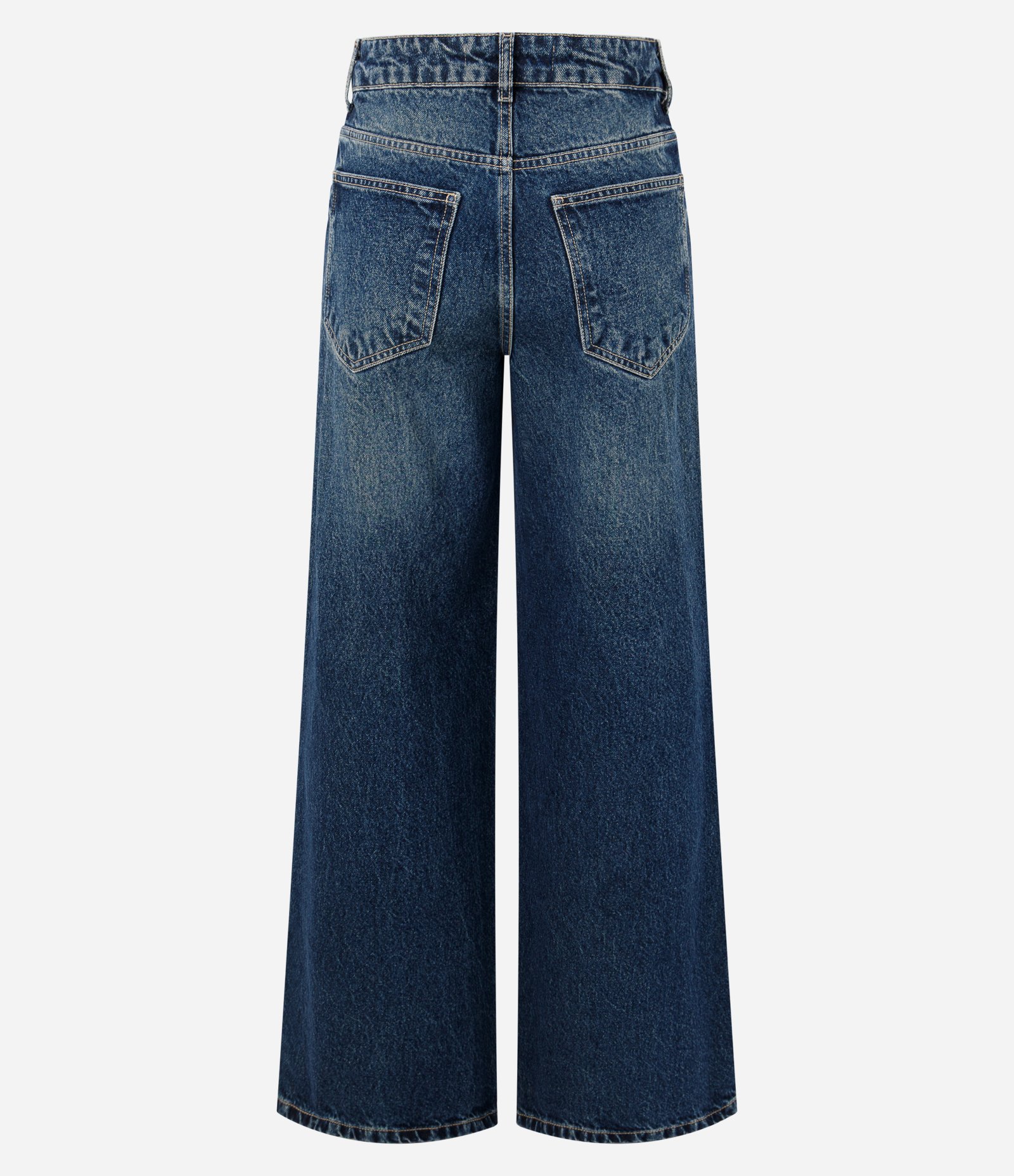 Calça Wide Leg em Jeans Premium com Cintura Média Azul Escuro 2