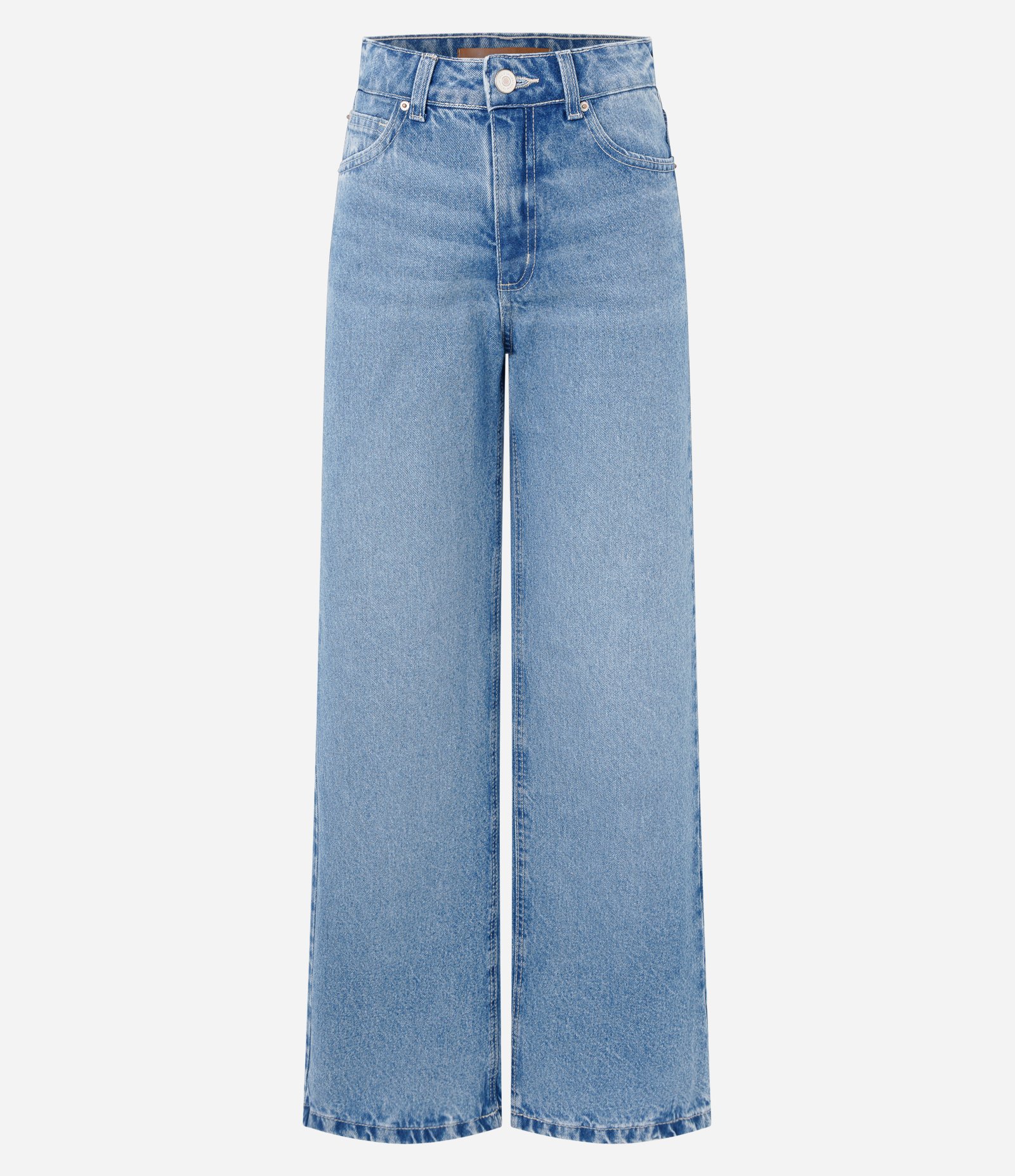 Calça Wide Leg em Jeans Premium com Cintura Média Azul Claro 5