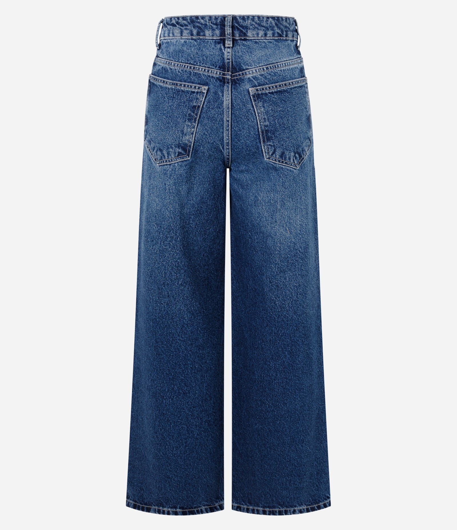 Calça Wide Leg em Jeans Premium com Cintura Média Azul Médio 2