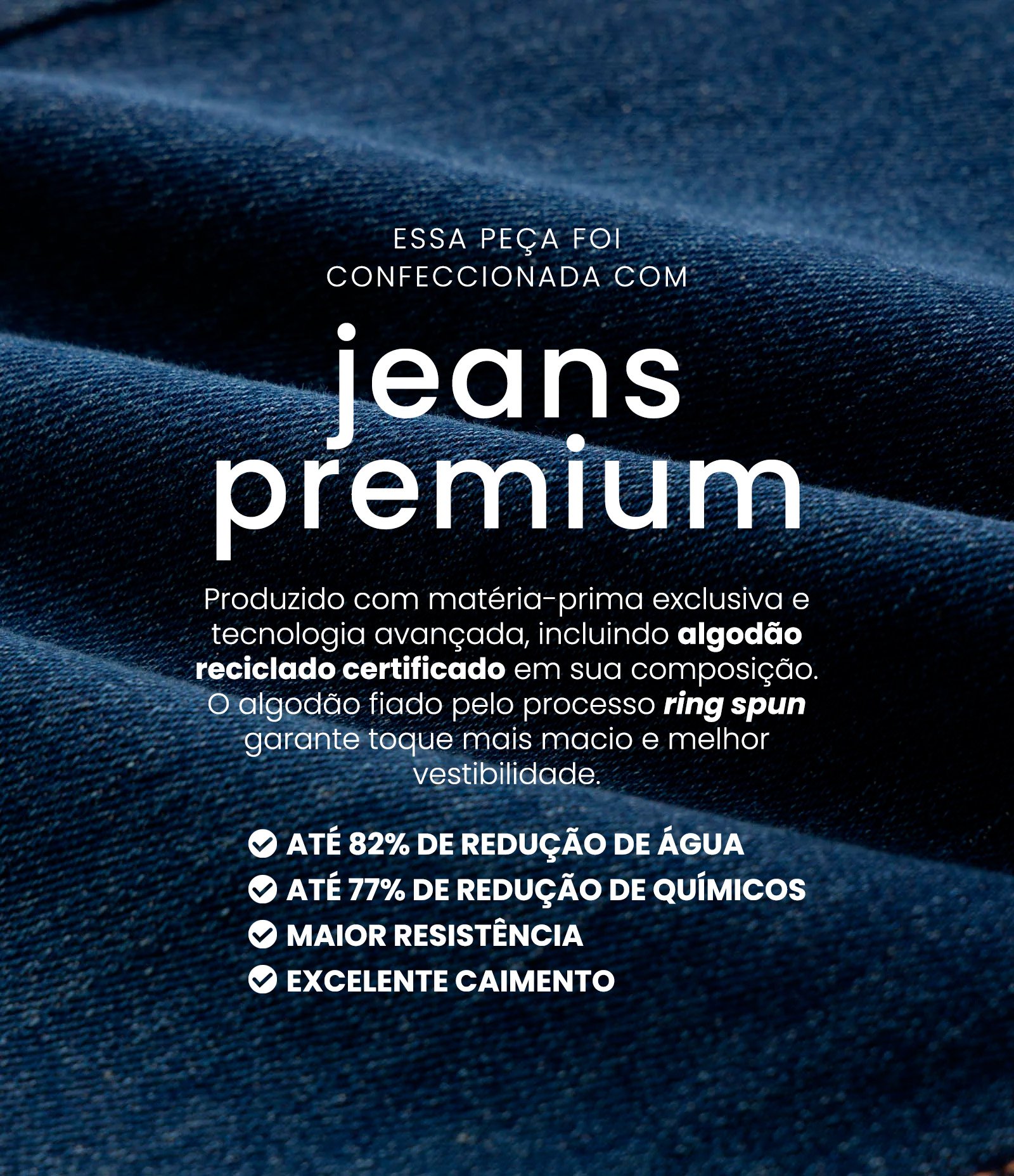 Calça Reta Comfort em Jeans Premium com Cintura Alta Azul Médio 7