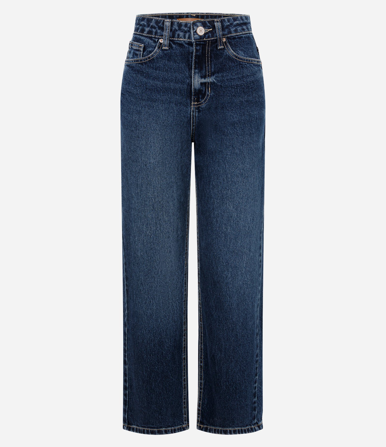 Calça Reta Comfort em Jeans Premium com Cintura Alta Azul Escuro 1