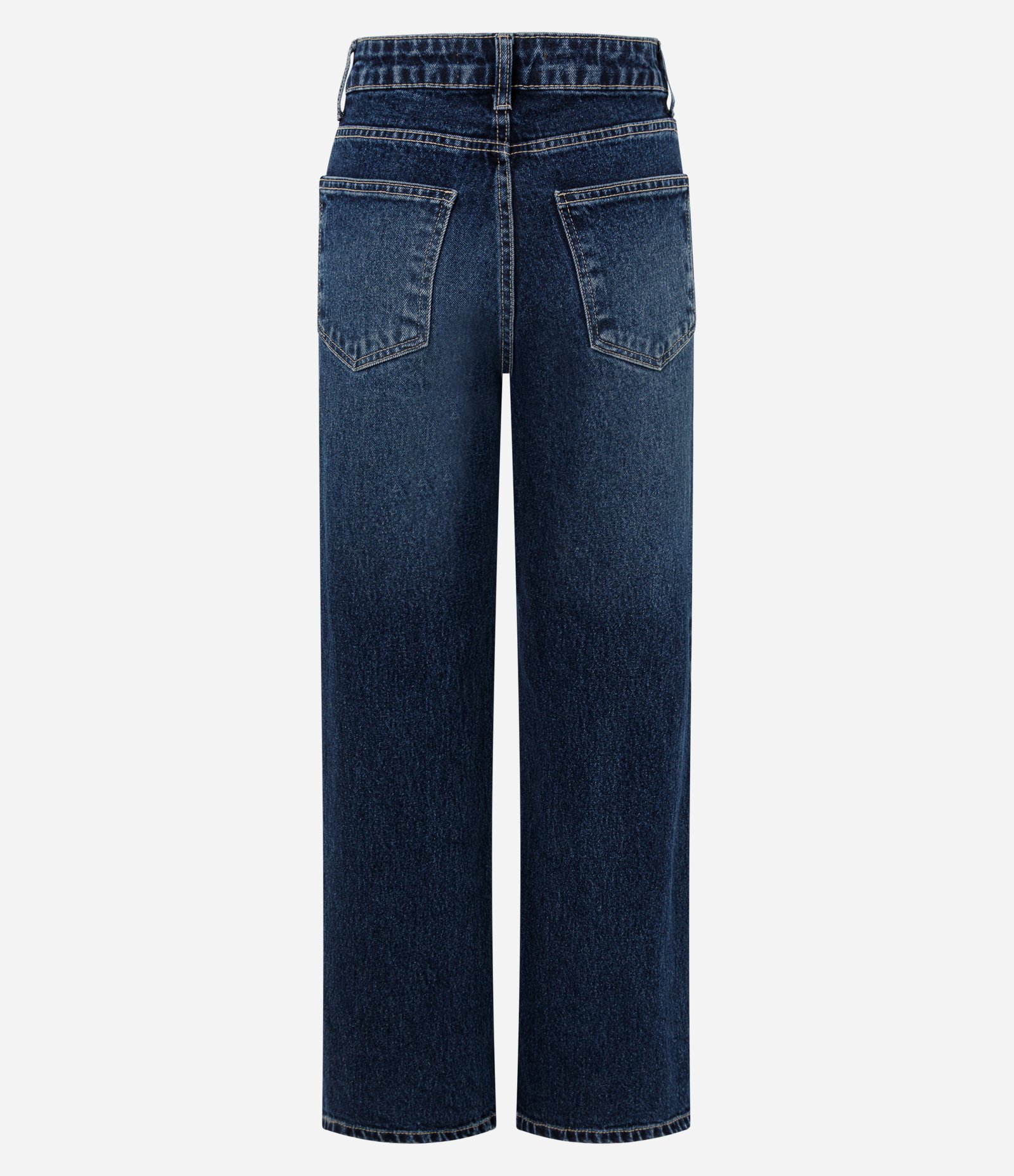 Calça Reta Comfort em Jeans Premium com Cintura Alta Azul Escuro 2