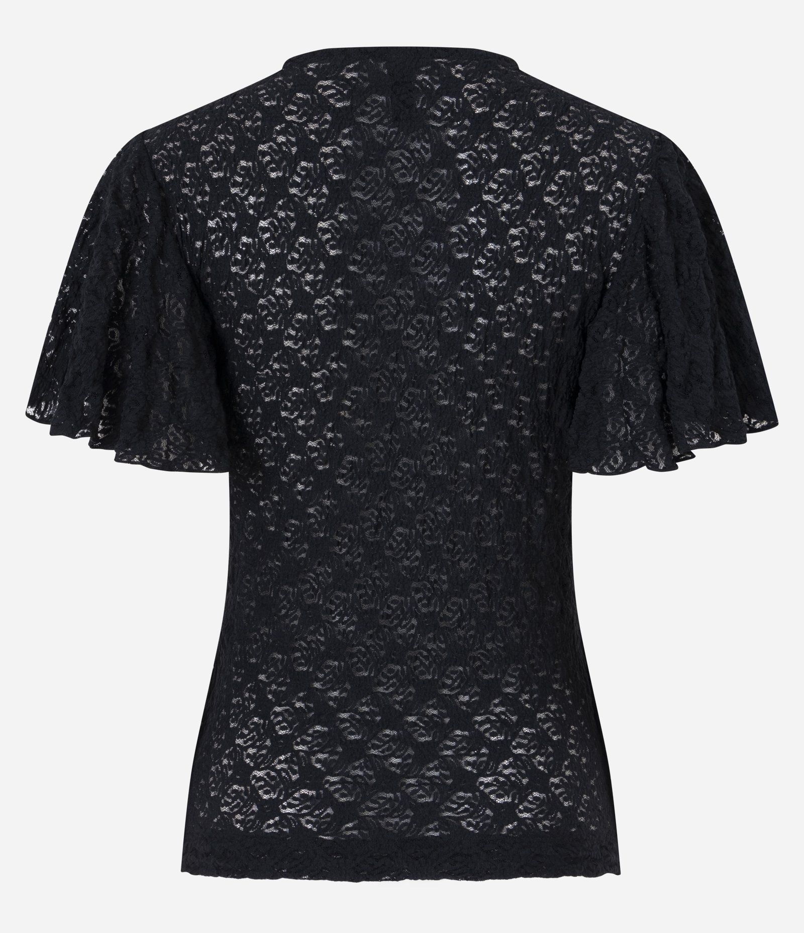 Blusa com Renda Aplicada e Babados Preto 7