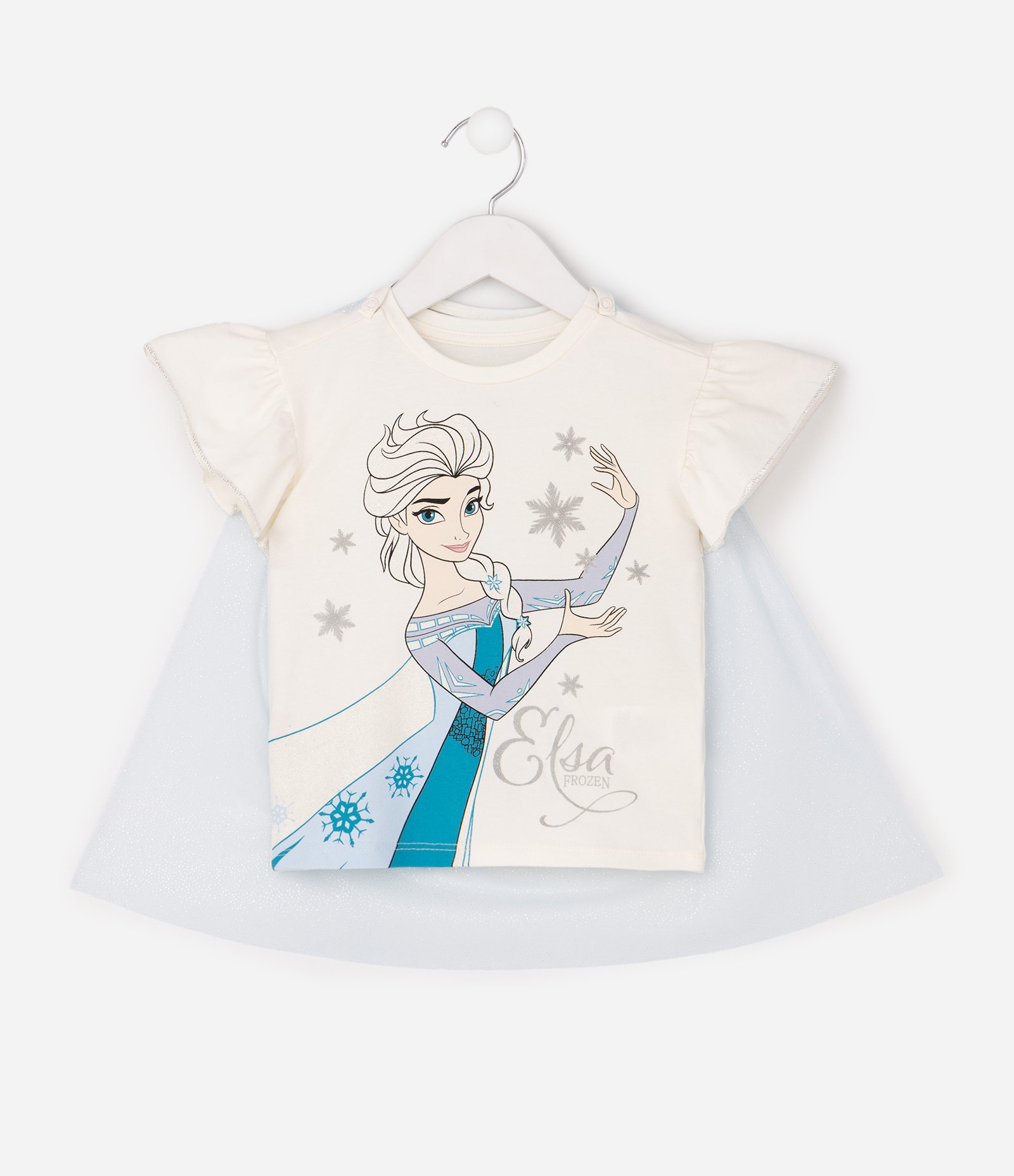 Camiseta Infantil Estampa Frozen com Asas - Tam 1 a 6 Anos Off White 2