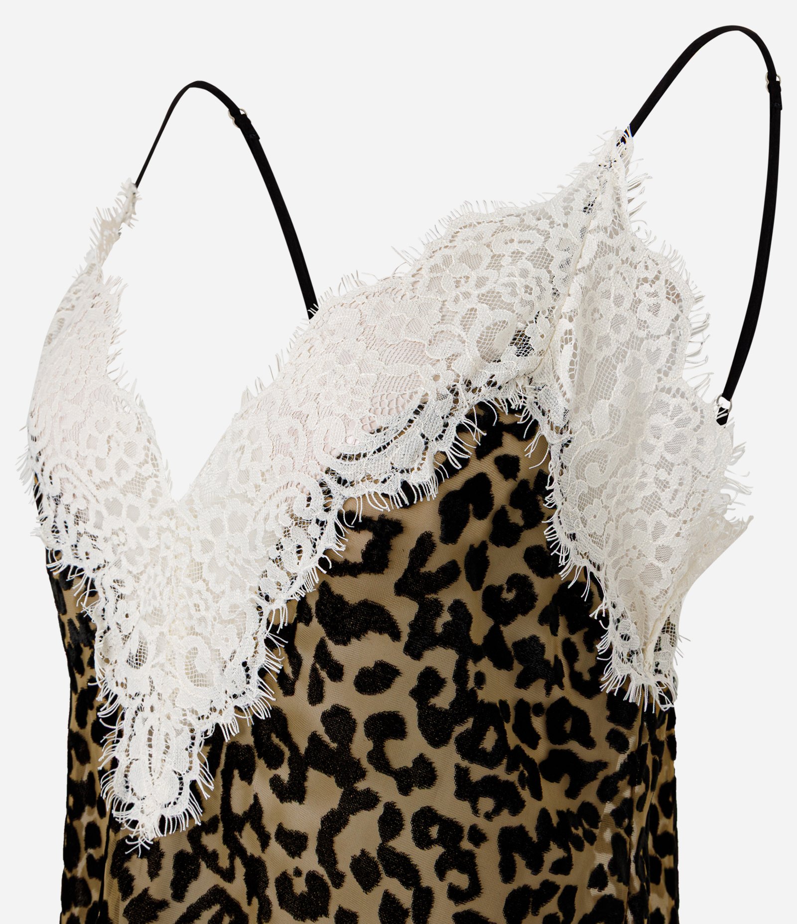 Blusa de Alças com Estampa Animal Print e Renda Marrom 6