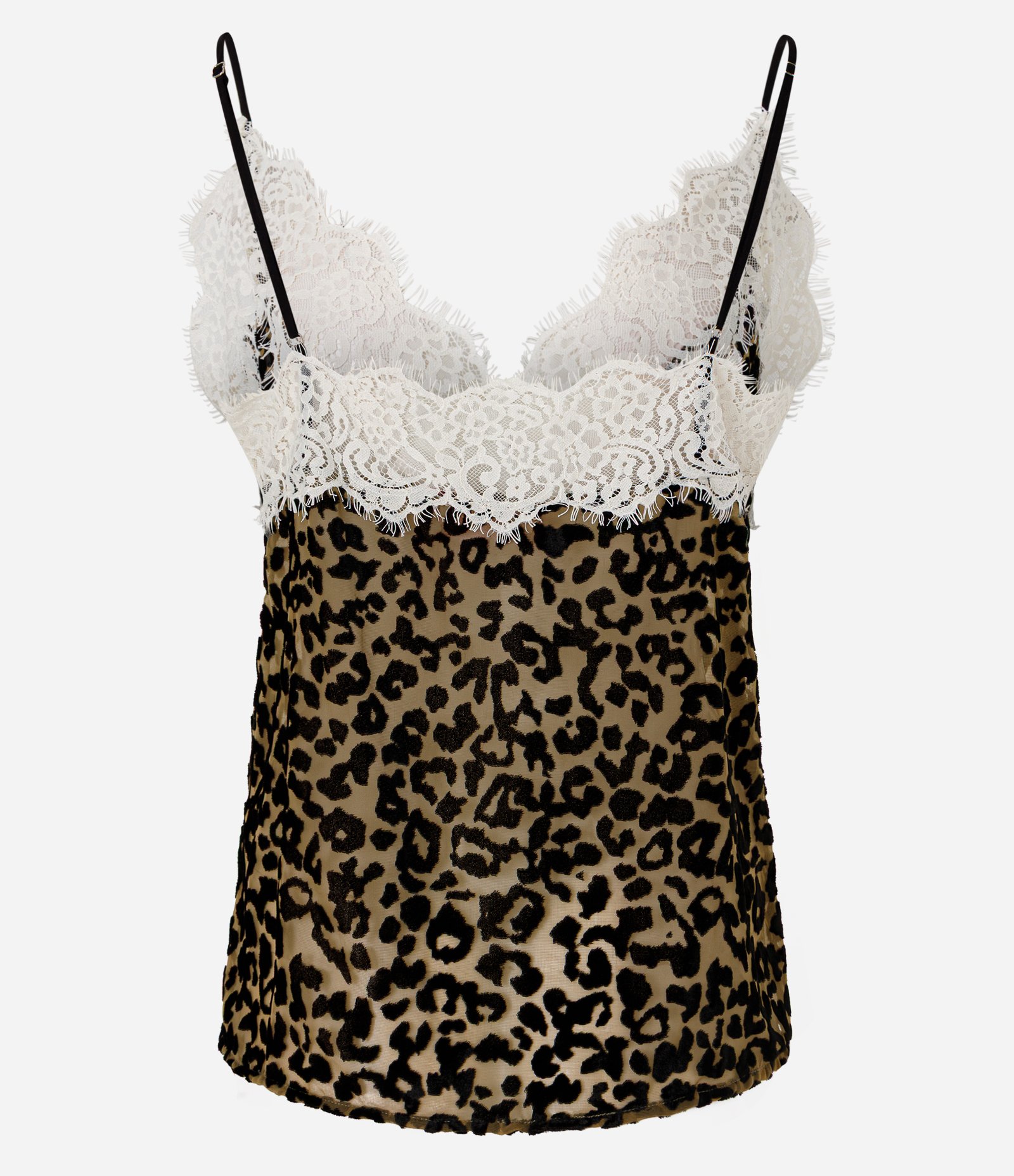 Blusa de Alças com Estampa Animal Print e Renda Marrom 7
