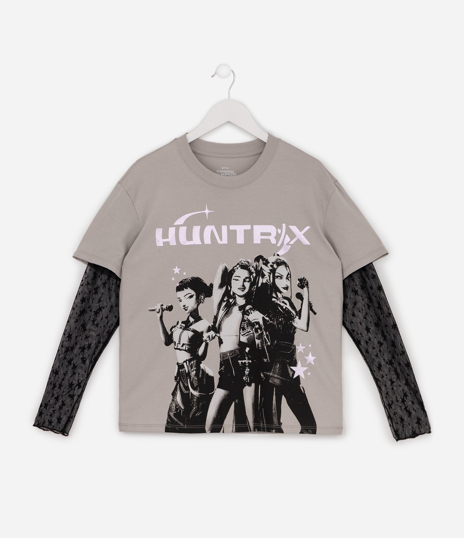 Blusa Infantil K Pop Demon Hunters Huntrix Tam 5 a 14 Anos Cinza 3