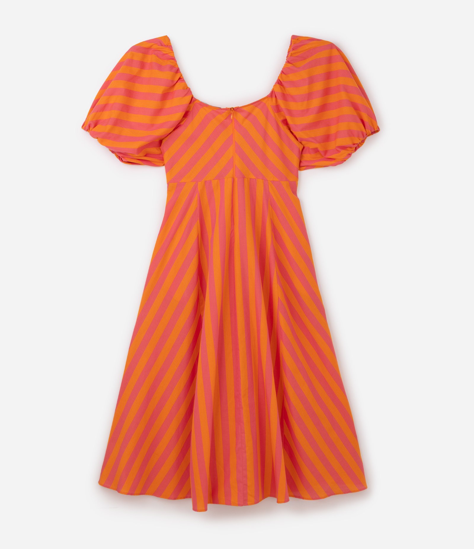 Vestido Midi em Algodão Listrado Bicolor e Transpassado Curve & Plus Size Laranja 6