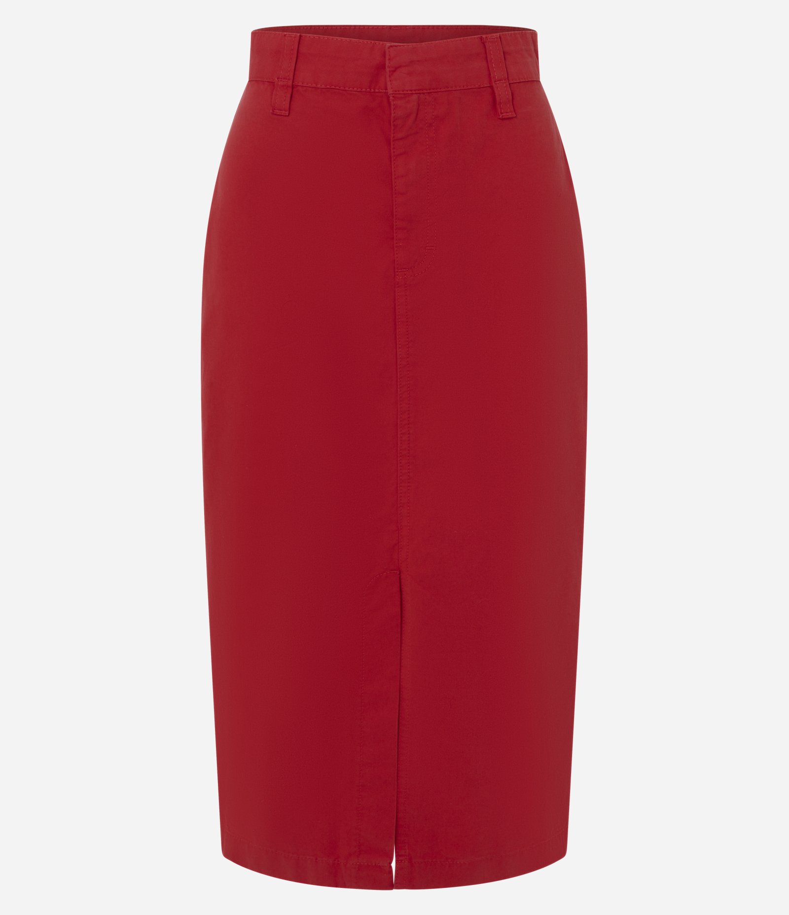Saia New Midiem em Sarja com Fenda Frontal Vermelho 6