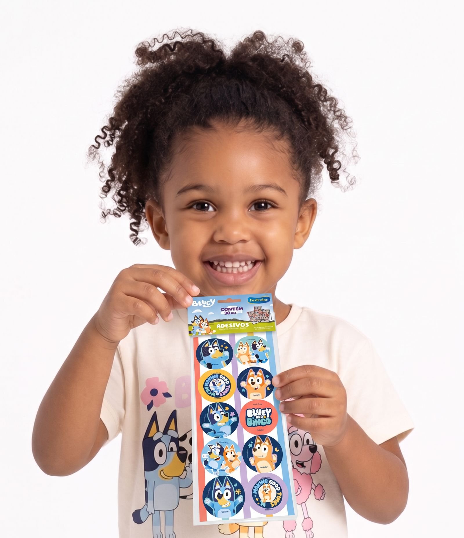 Conjunto Infantil Em Cotton com Estampa Bluey - Tam 1 a 6 Anos Amarelo 1