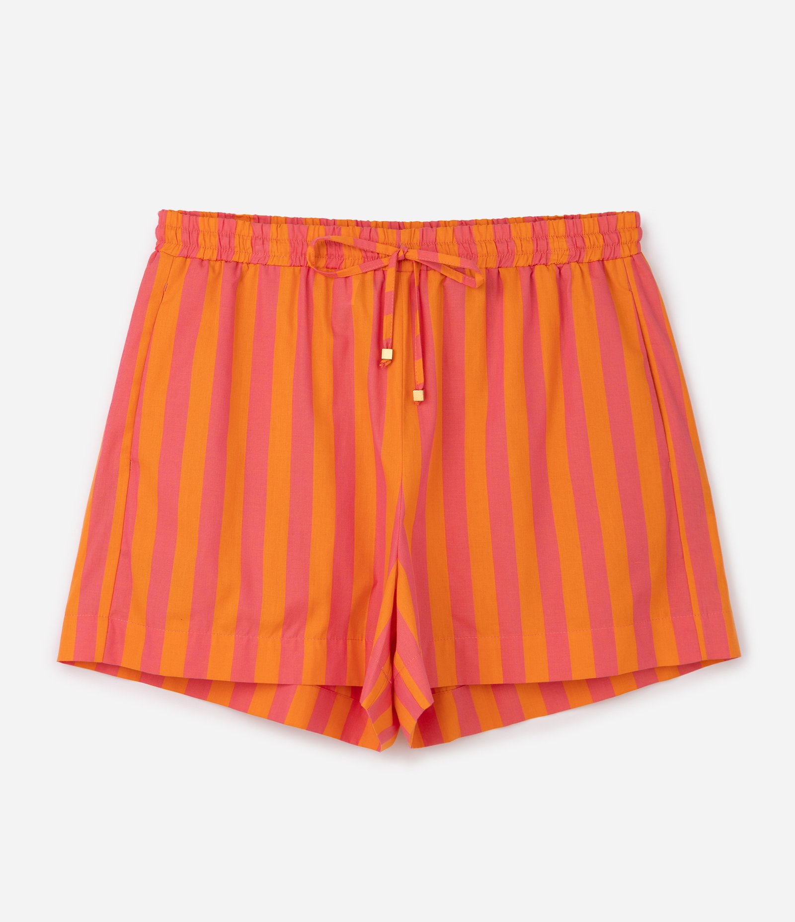 Short em Algodão Listrado Bicolor Curve & Plus Size Laranja 7