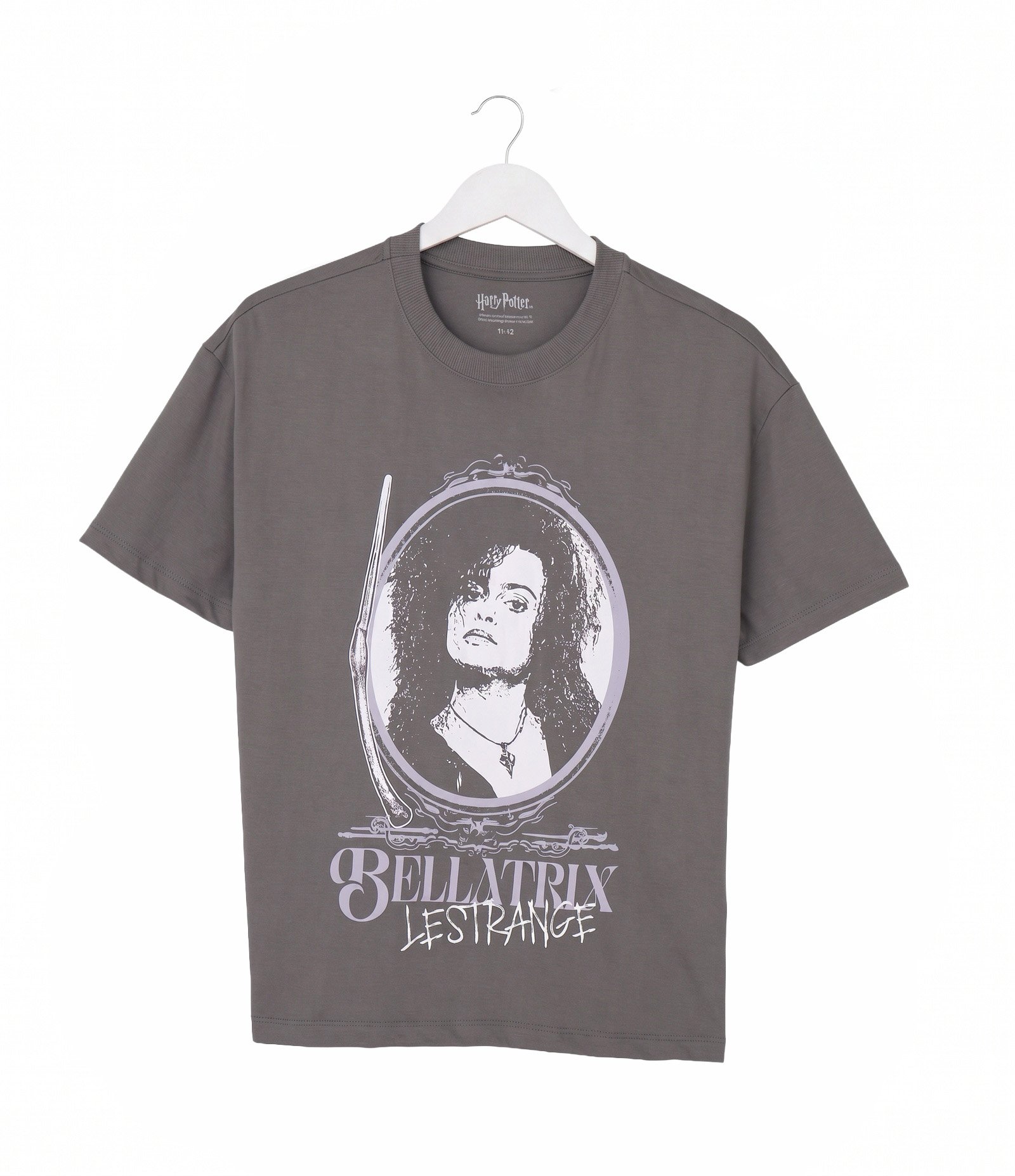 Camiseta Infantil em Algodão Harry Potter Estampa Bellatrix - Tam 6 a 16 Anos Cinza 4