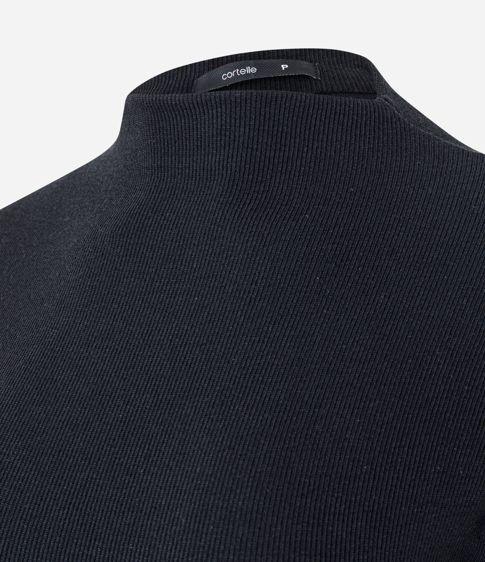 Blusa em Ribana com Gola Alta e Ombros Amplos Preto 2