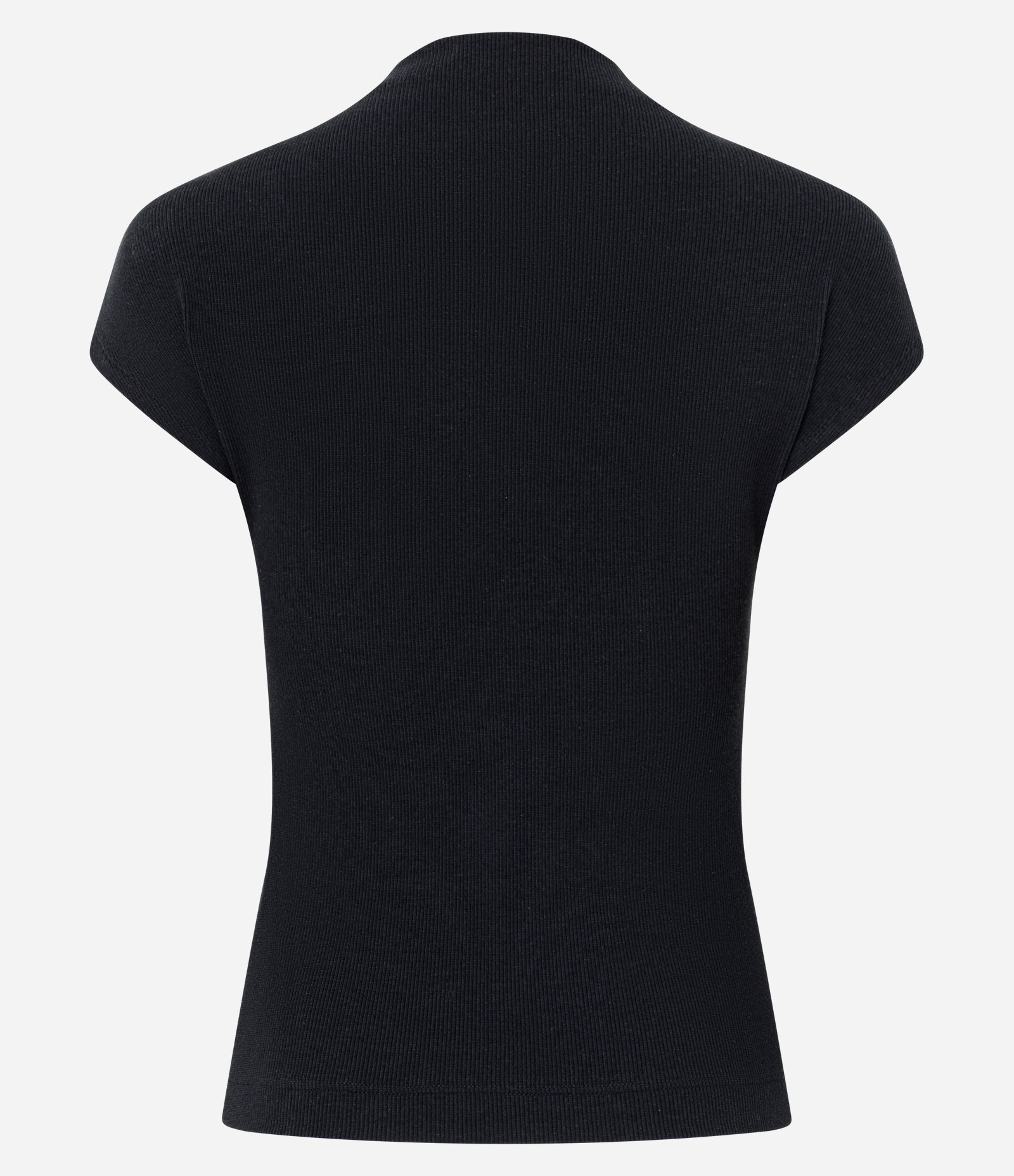 Blusa em Ribana com Gola Alta e Ombros Amplos Preto 3