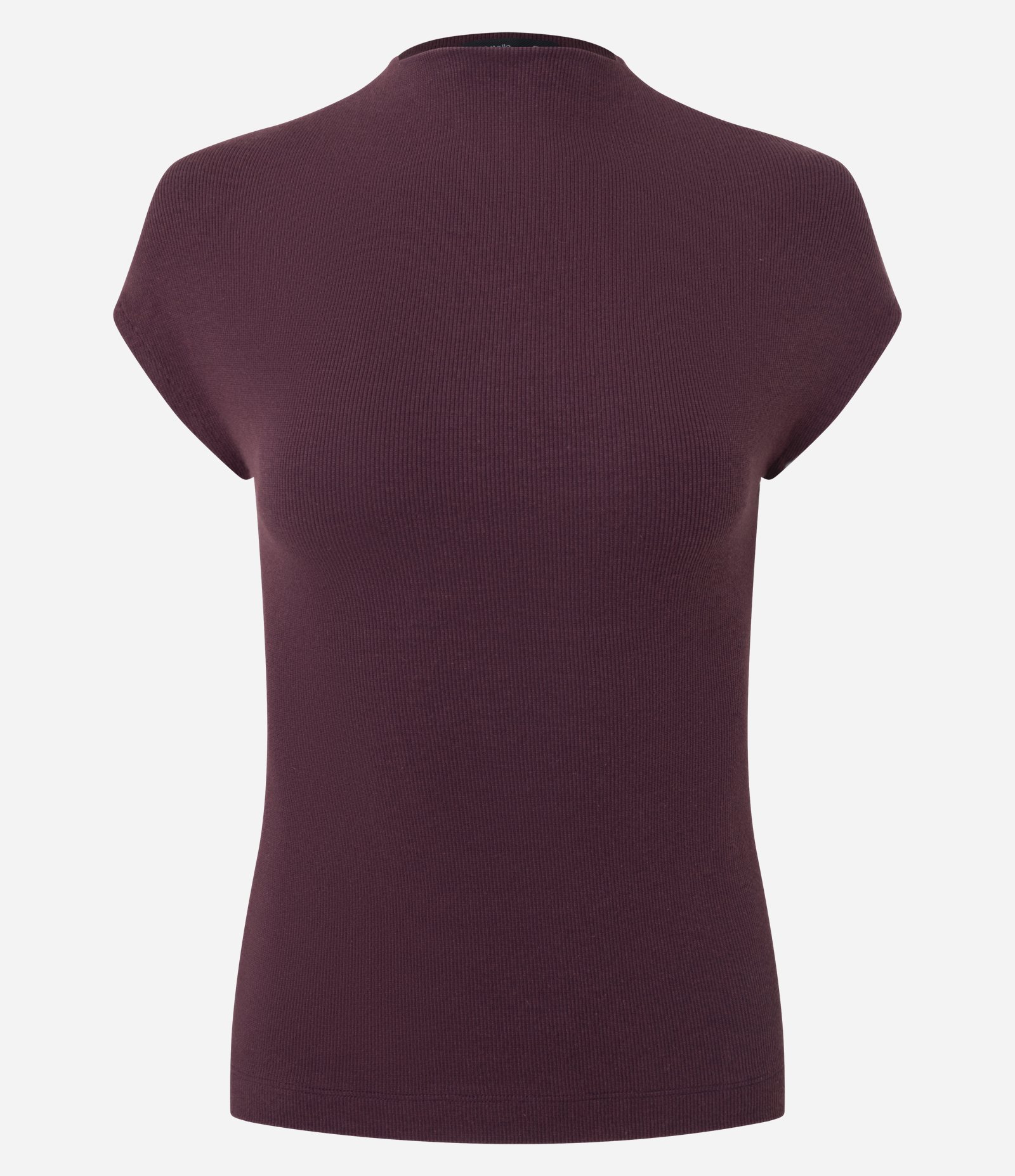 Blusa em Ribana com Gola Alta e Ombros Amplos Vinho 5