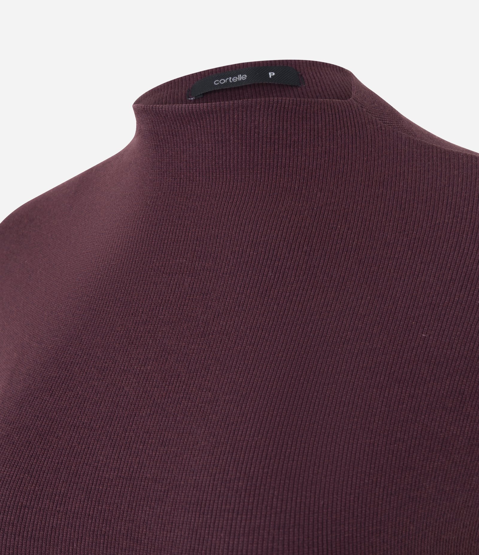 Blusa em Ribana com Gola Alta e Ombros Amplos Vinho 6