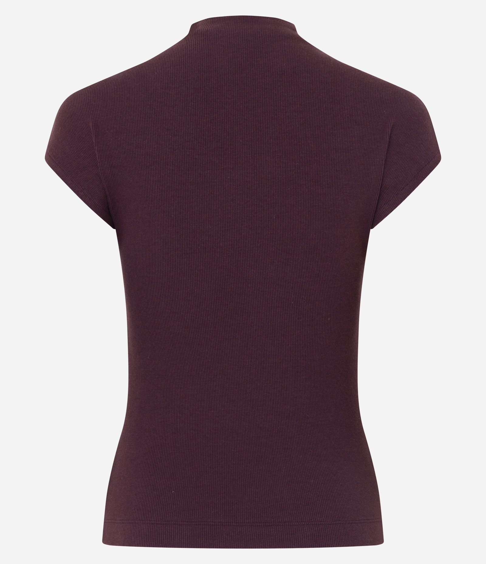 Blusa em Ribana com Gola Alta e Ombros Amplos Vinho 7