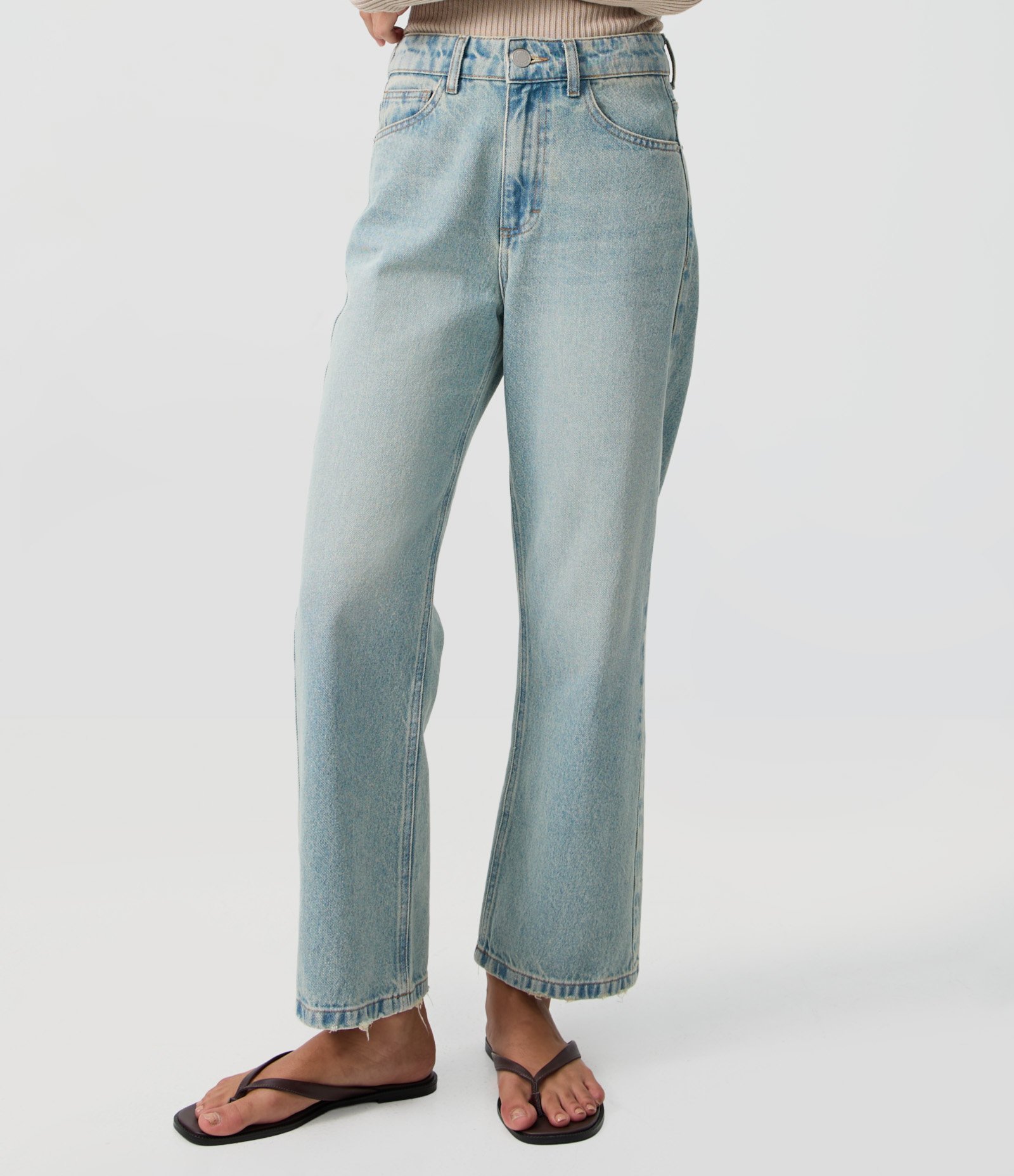 Calça Cropped Reta Jeans com Cintura Alta Azul 2