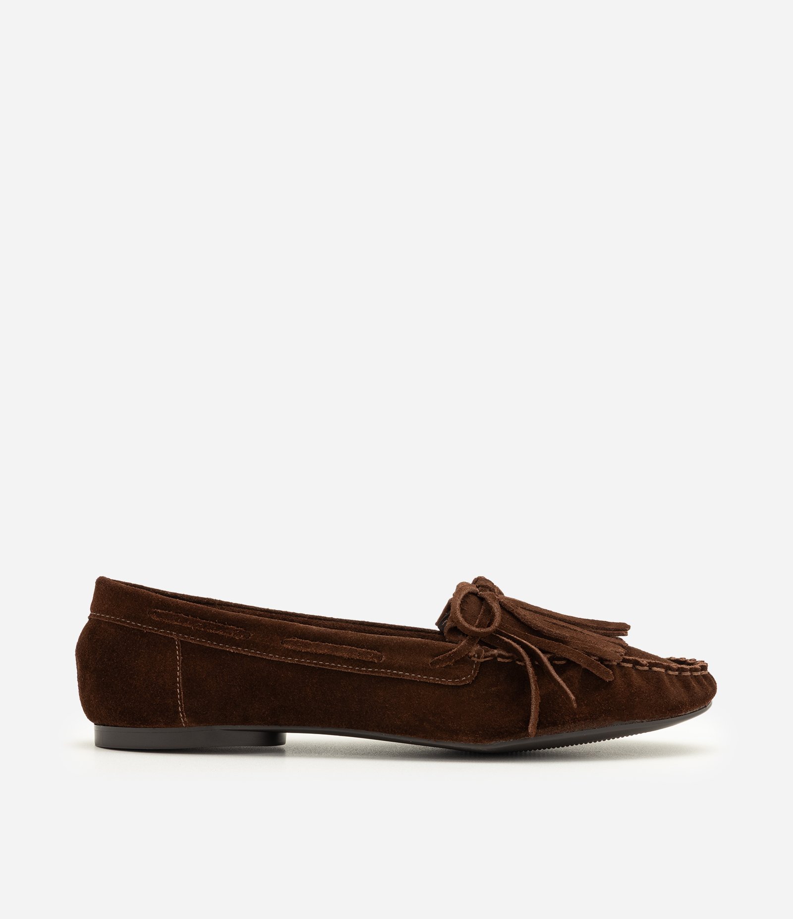 Mocassim em Couro com Franjas Marrom Escuro 3