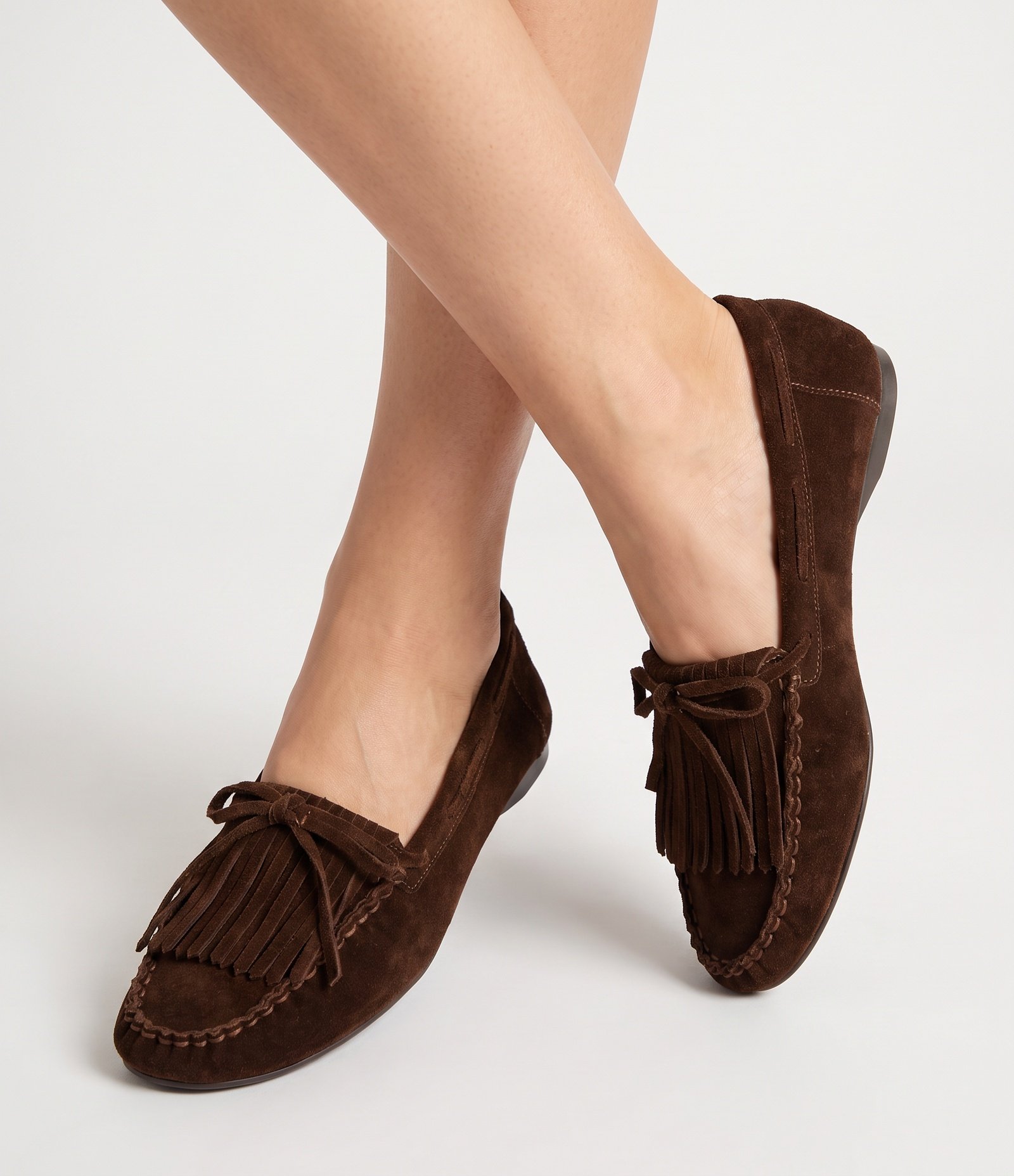 Mocassim em Couro com Franjas Marrom Escuro 2