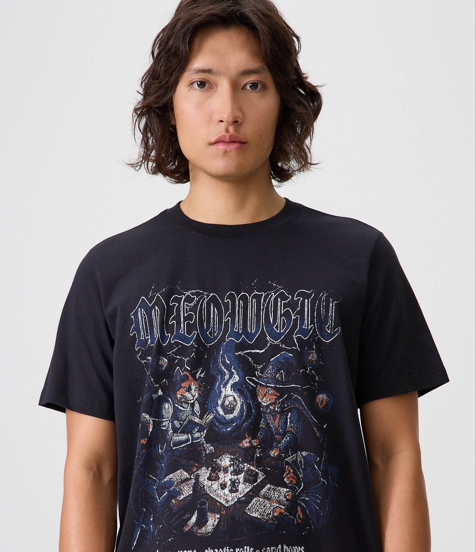 Camiseta Regular de Algodão com Estampa Meowgic Preto 4
