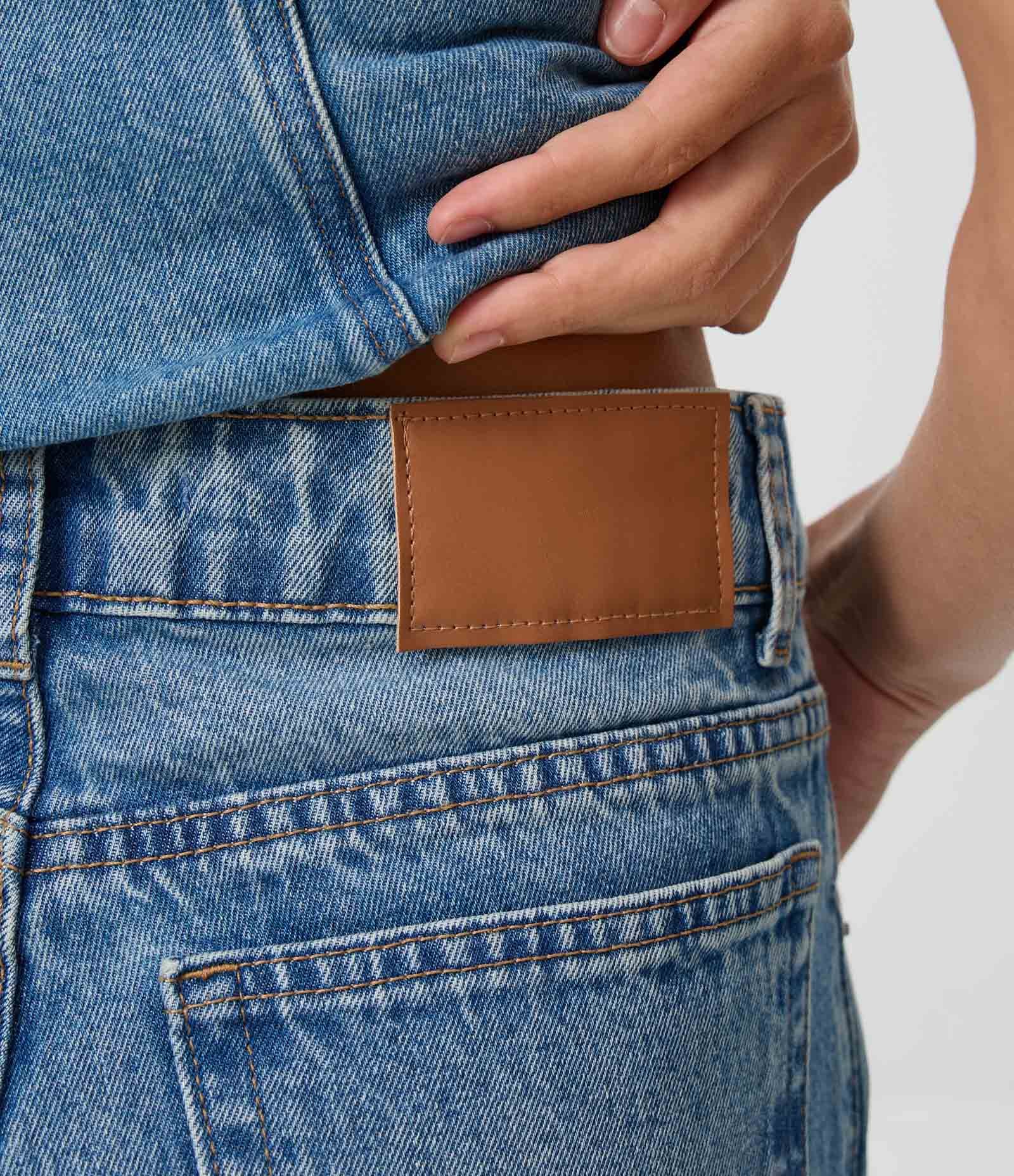 Calça Jeans Wide Leg Cintura Média Azul Médio 4