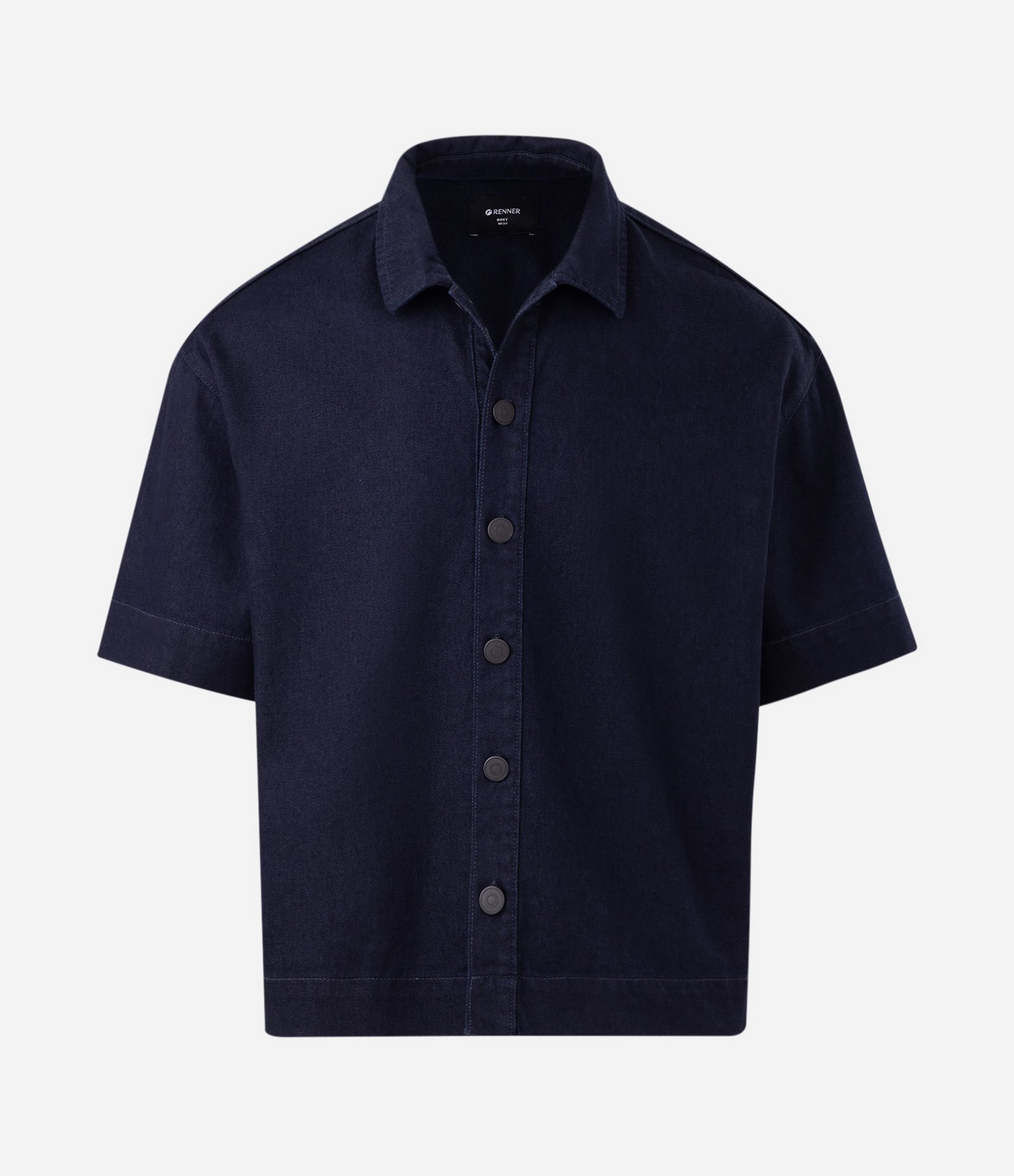 Camisa Boxy em Jeans com Fechamento por Botões Azul 5