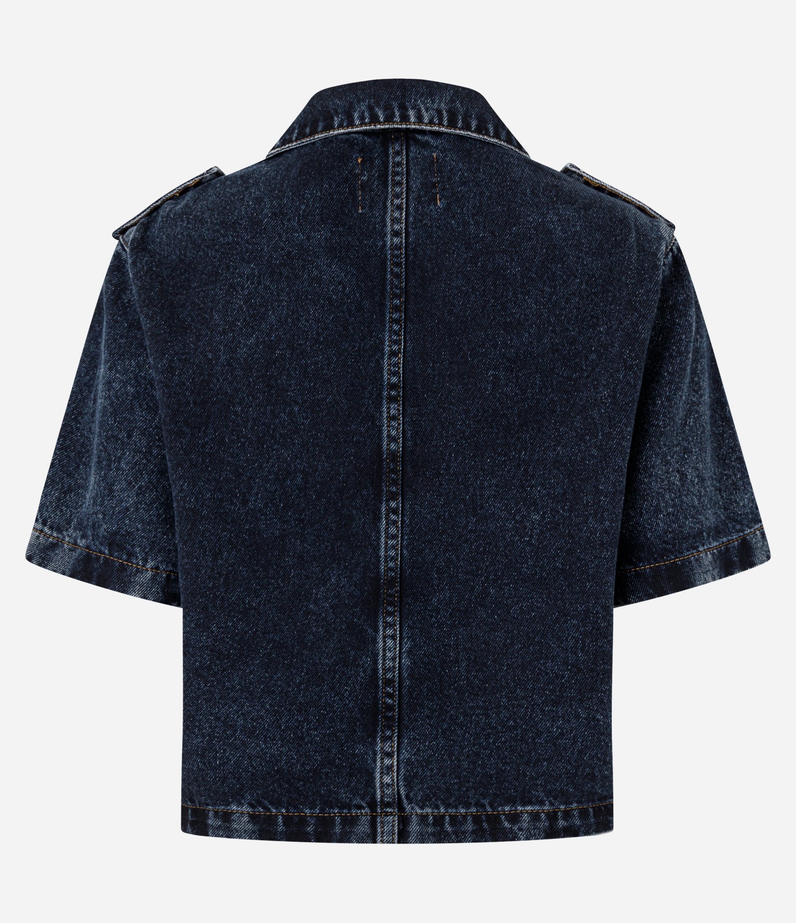 Camisa em Jeans com Martingale nos Ombros Azul 6