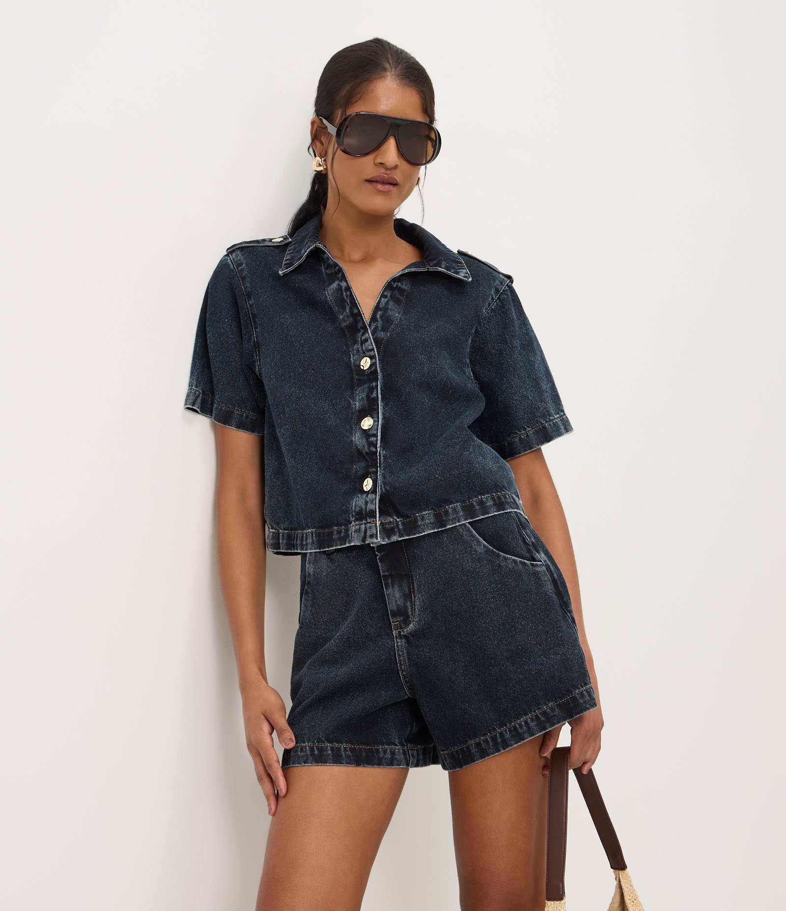 Short Evasê em com Recortes Diferenciados Azul 2