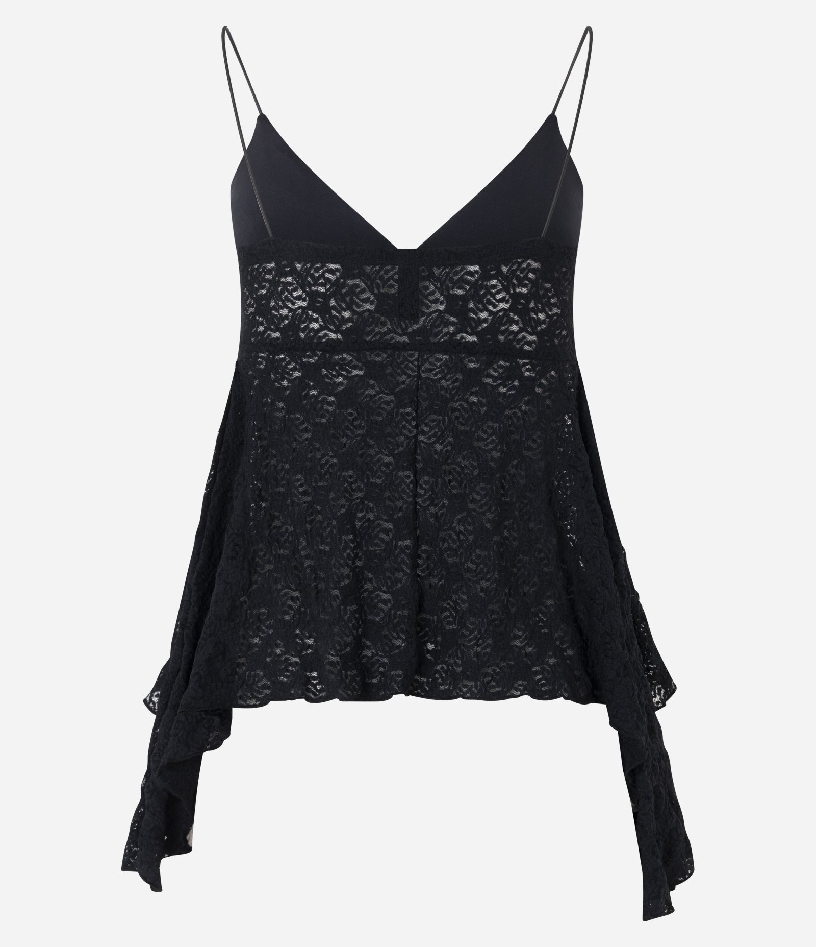 Blusa de Alcinha em Renda com Barra Assimétrica com Pontas Preto 7
