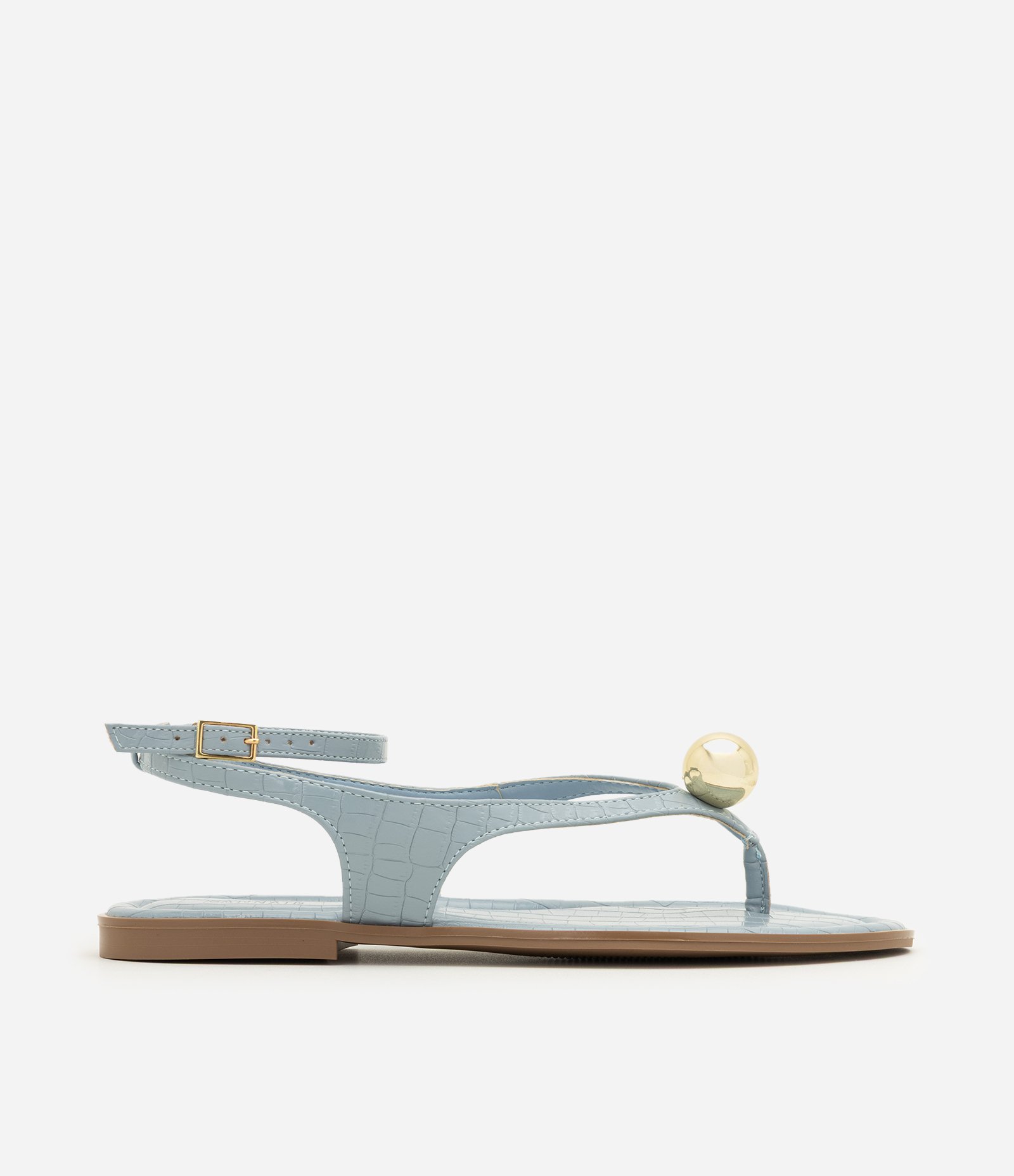 Rasteira de Dedo em PU com Esfera Decorativa Azul 3