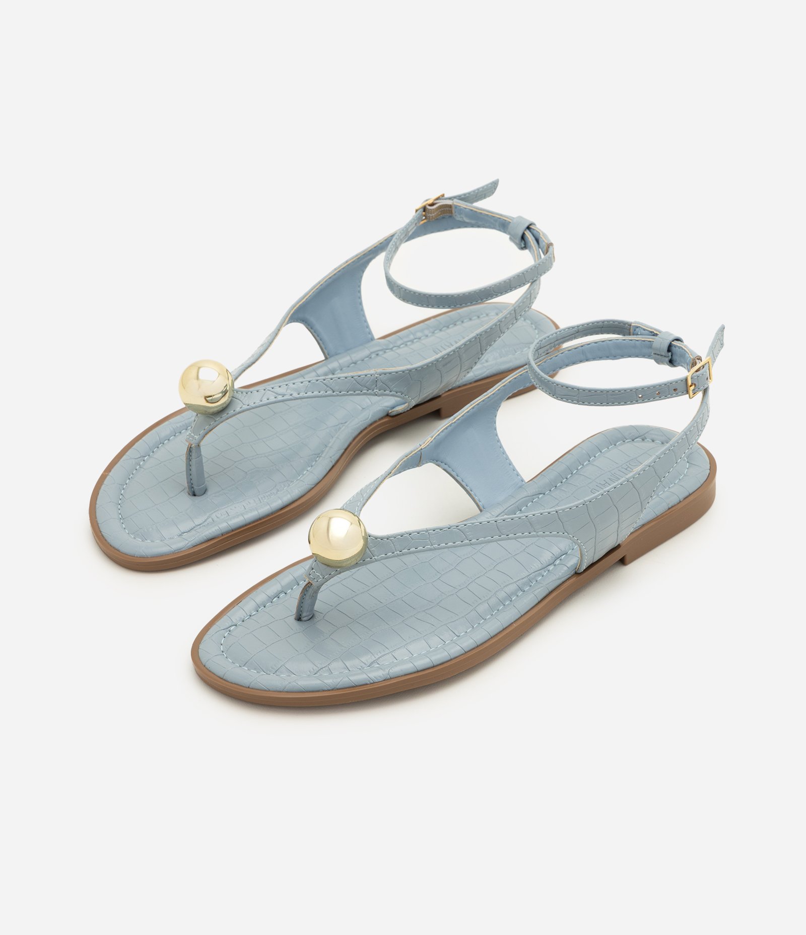 Rasteira de Dedo em PU com Esfera Decorativa Azul 4