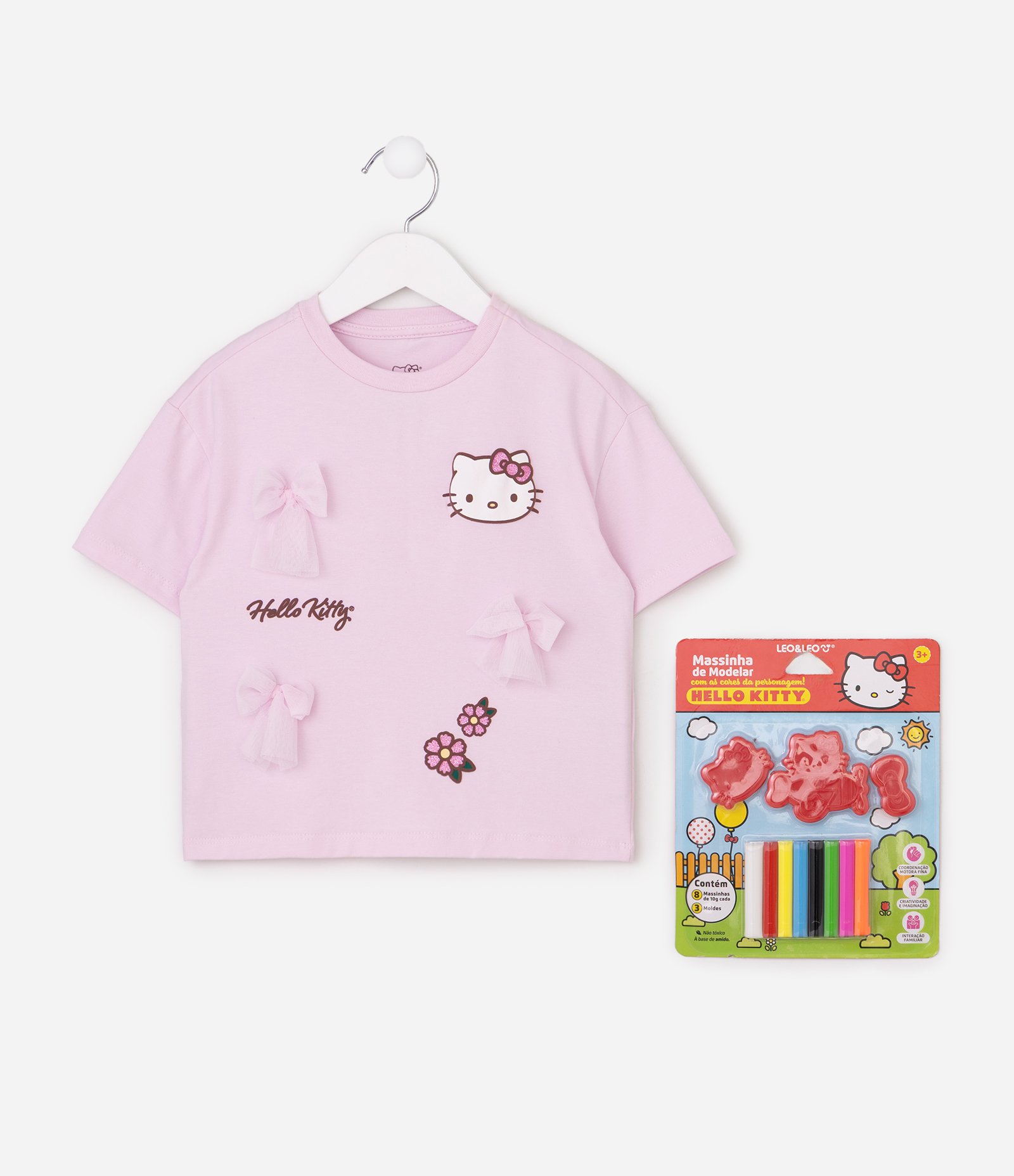 Camiseta Infantil com Laços e Estampa Hello Kitty - Tam 1 a 14 Anos Rosa 8