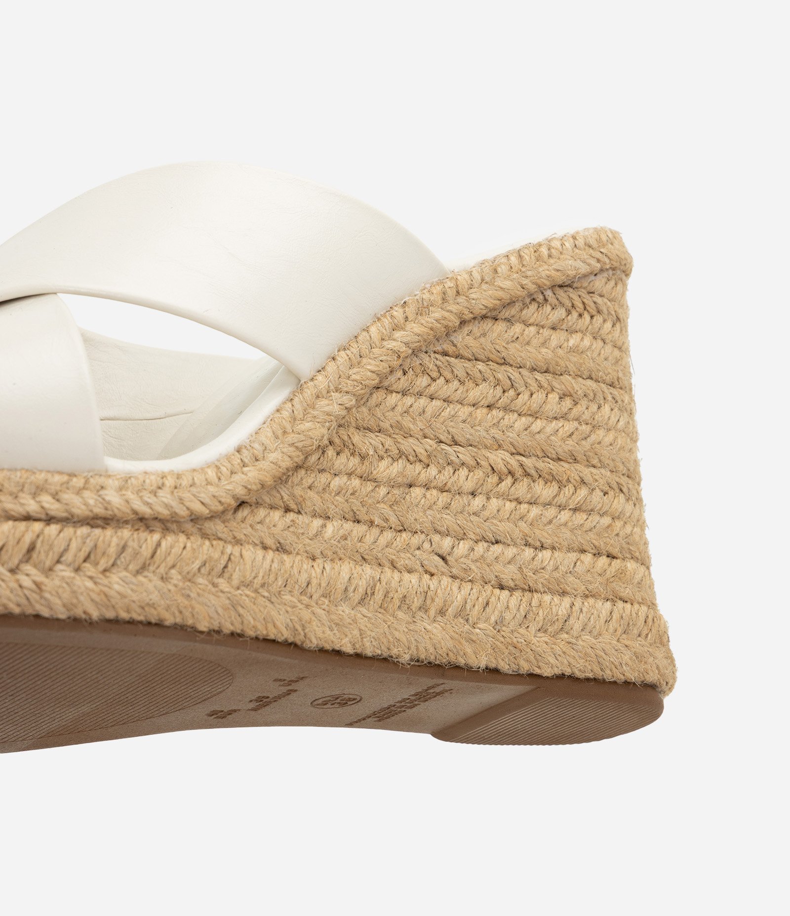 Sandália Mule em PU com Tiras Transpassadas e Salto Anabela Off White 3