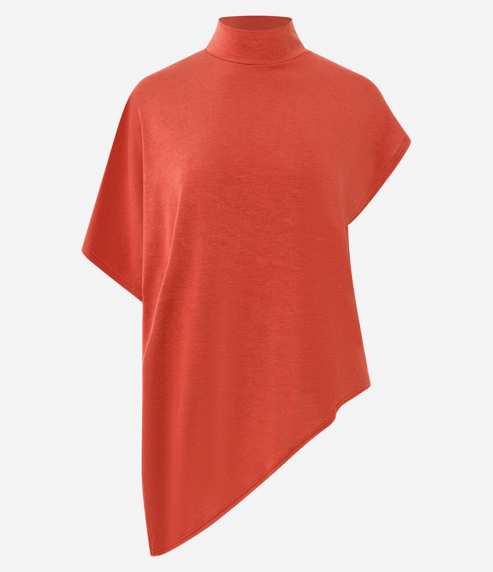 Blusa Assimétrica em Malha com Gola Alta Laranja 5