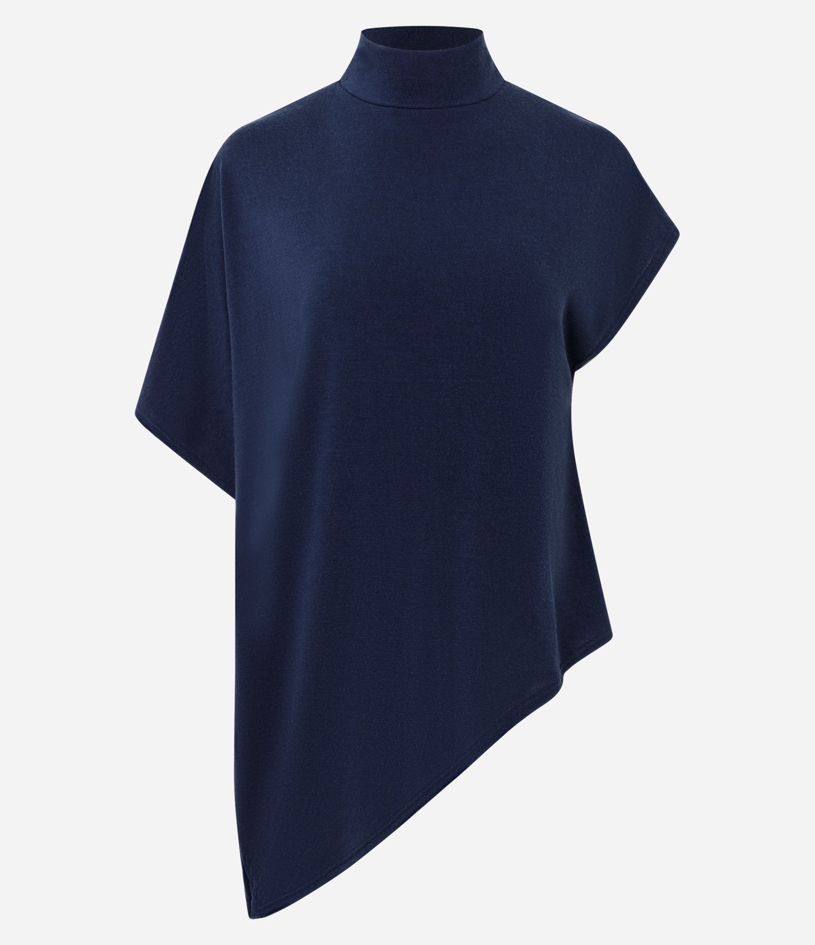 Blusa Assimétrica em Malha com Gola Alta Azul 5