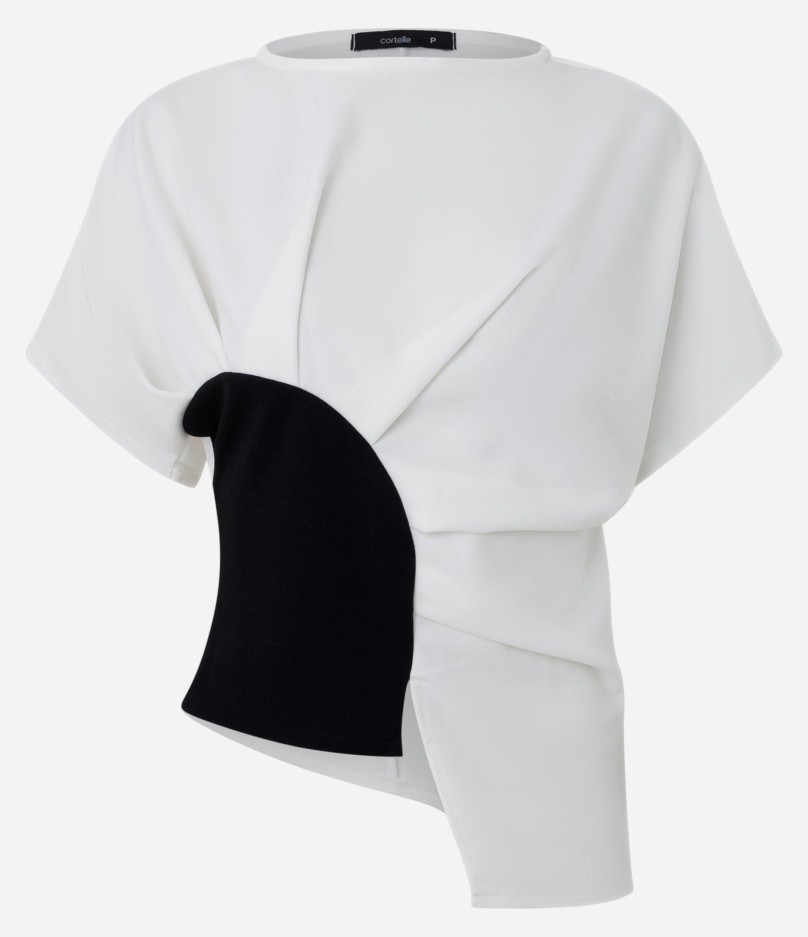 Blusa com Pregas Assimétricas e Recorte Contrastante Branco 5